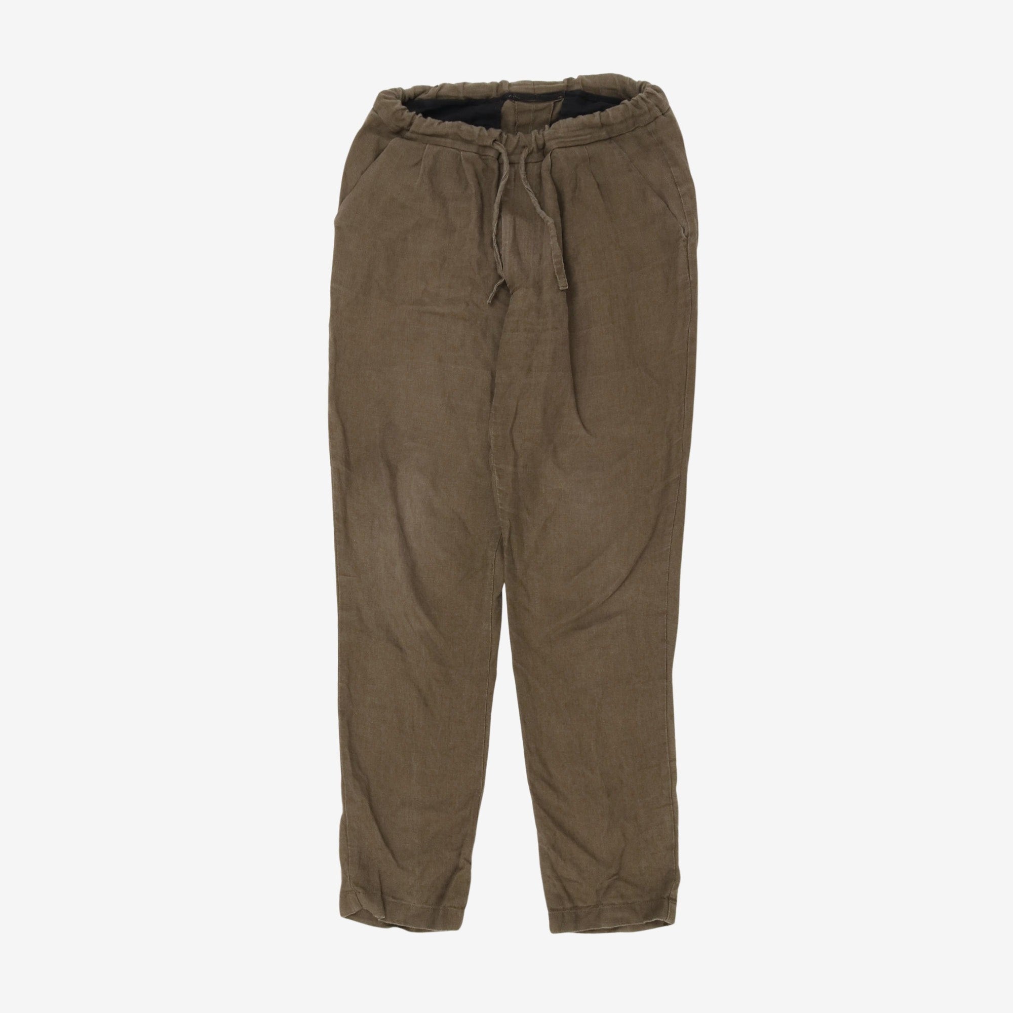 Drawstring Pleated Linen Trousers