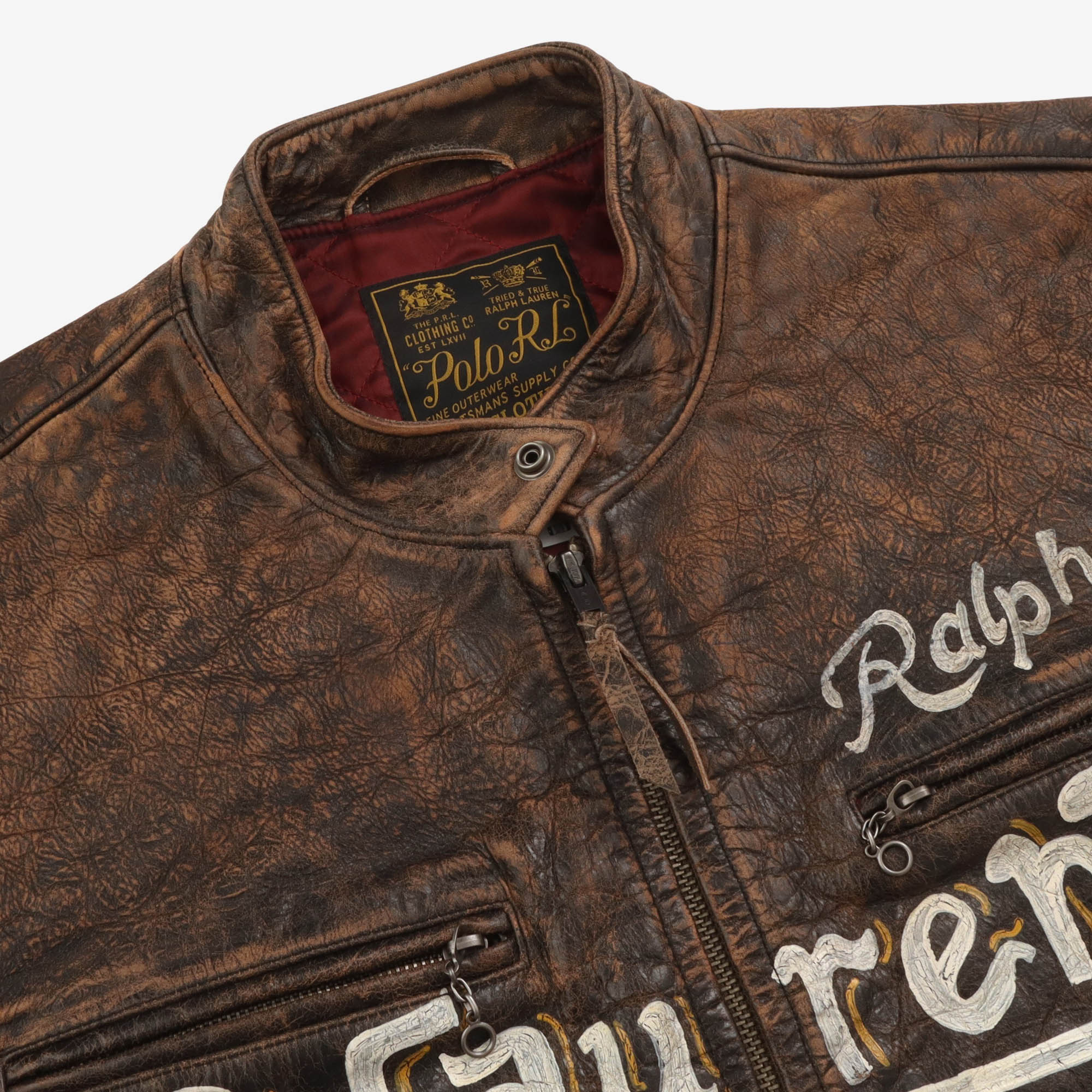 Hand Painted Leather Cafe Racer Jacket