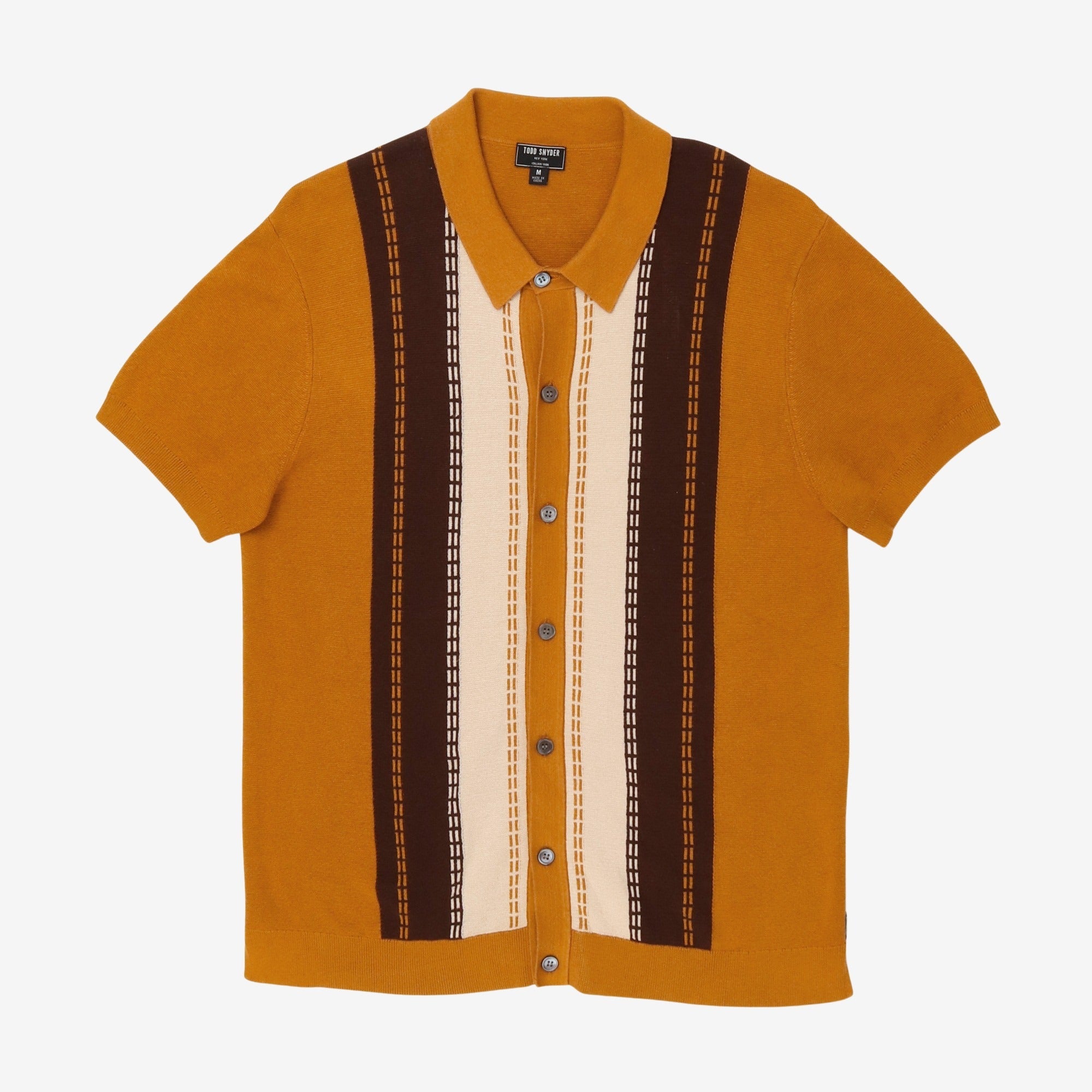 Vertical Stripe Full Placket Polo