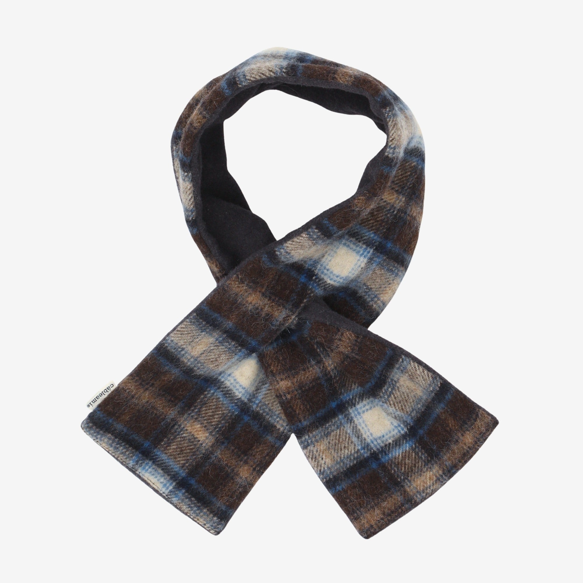 70s Wool Shaggy Check Scarf