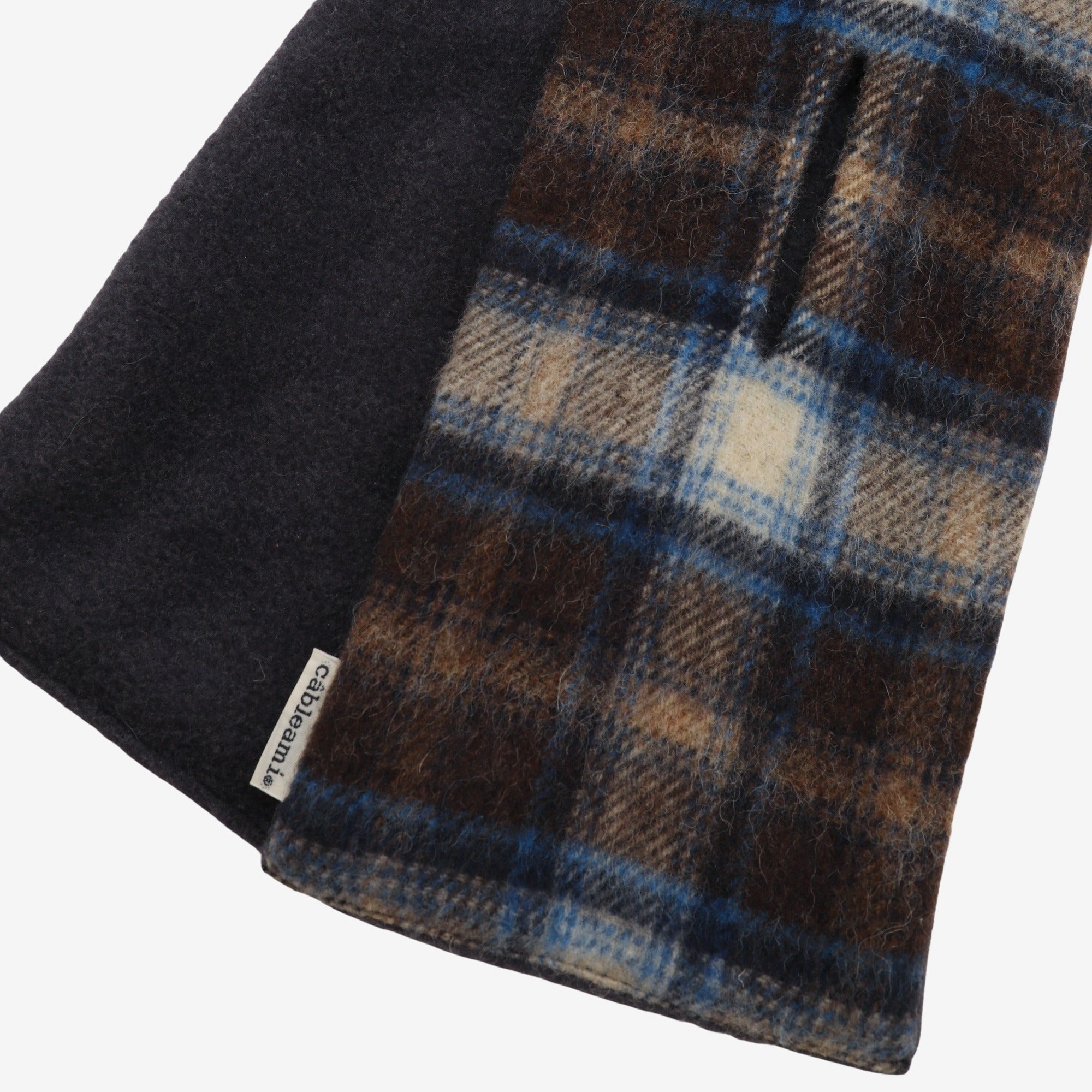 70s Wool Shaggy Check Scarf