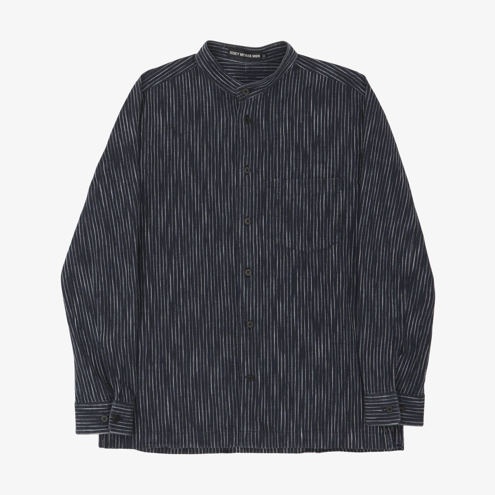 Vintage Striped Mao Collar Shirt