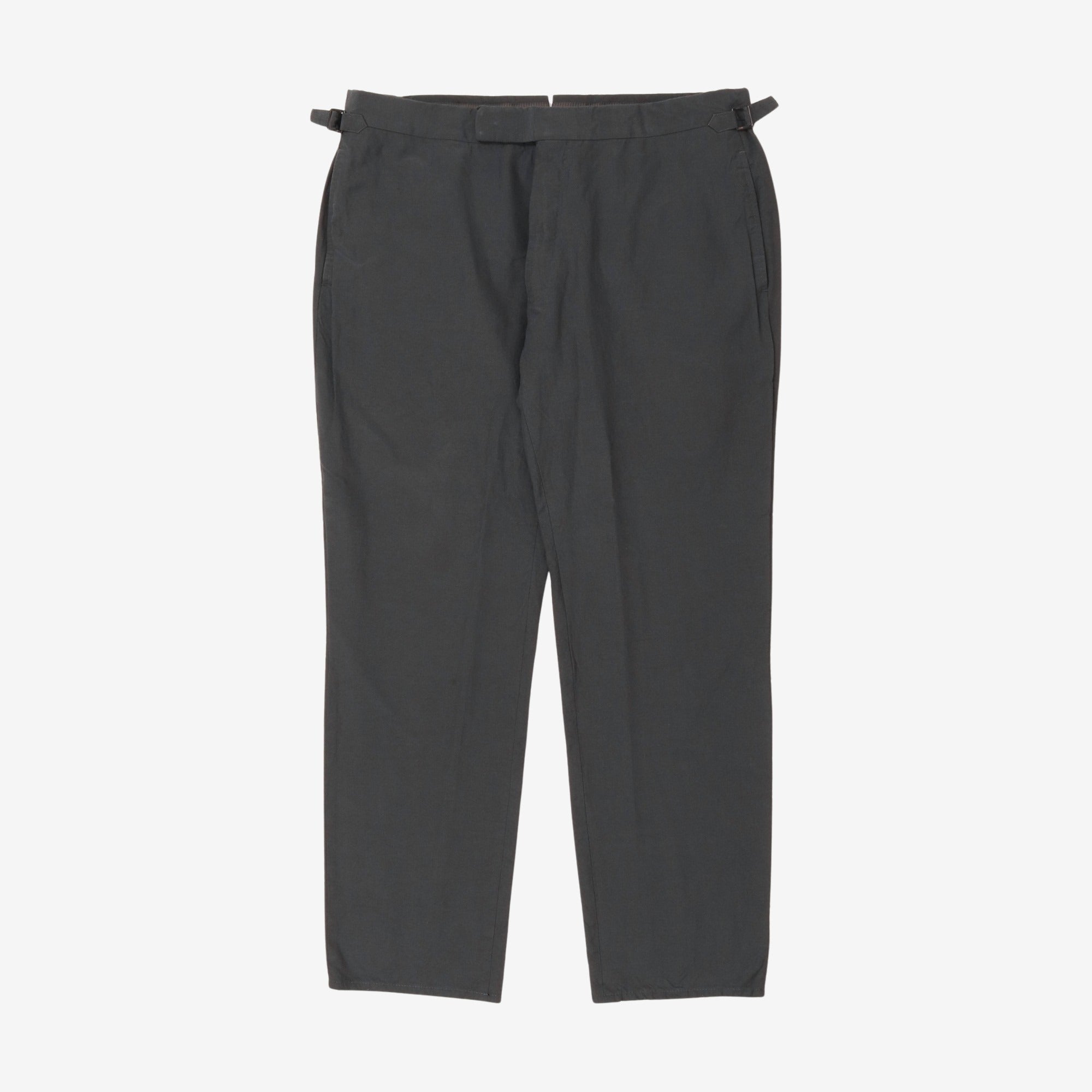 Silk Linen Flat Front Trousers