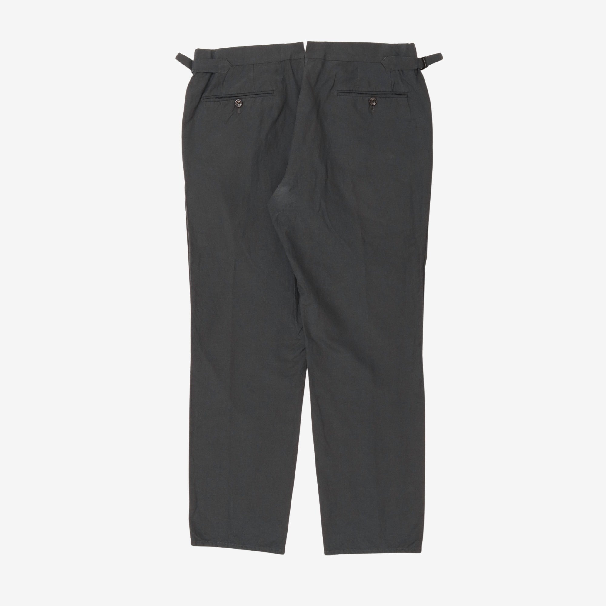 Silk Linen Flat Front Trousers