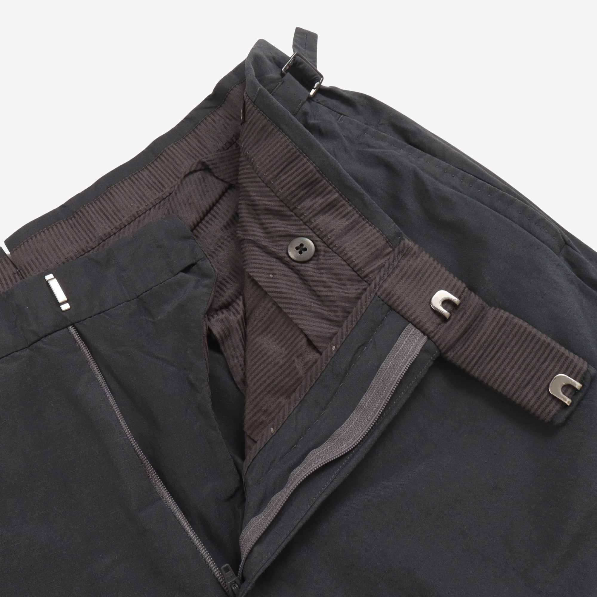 Silk Linen Flat Front Trousers