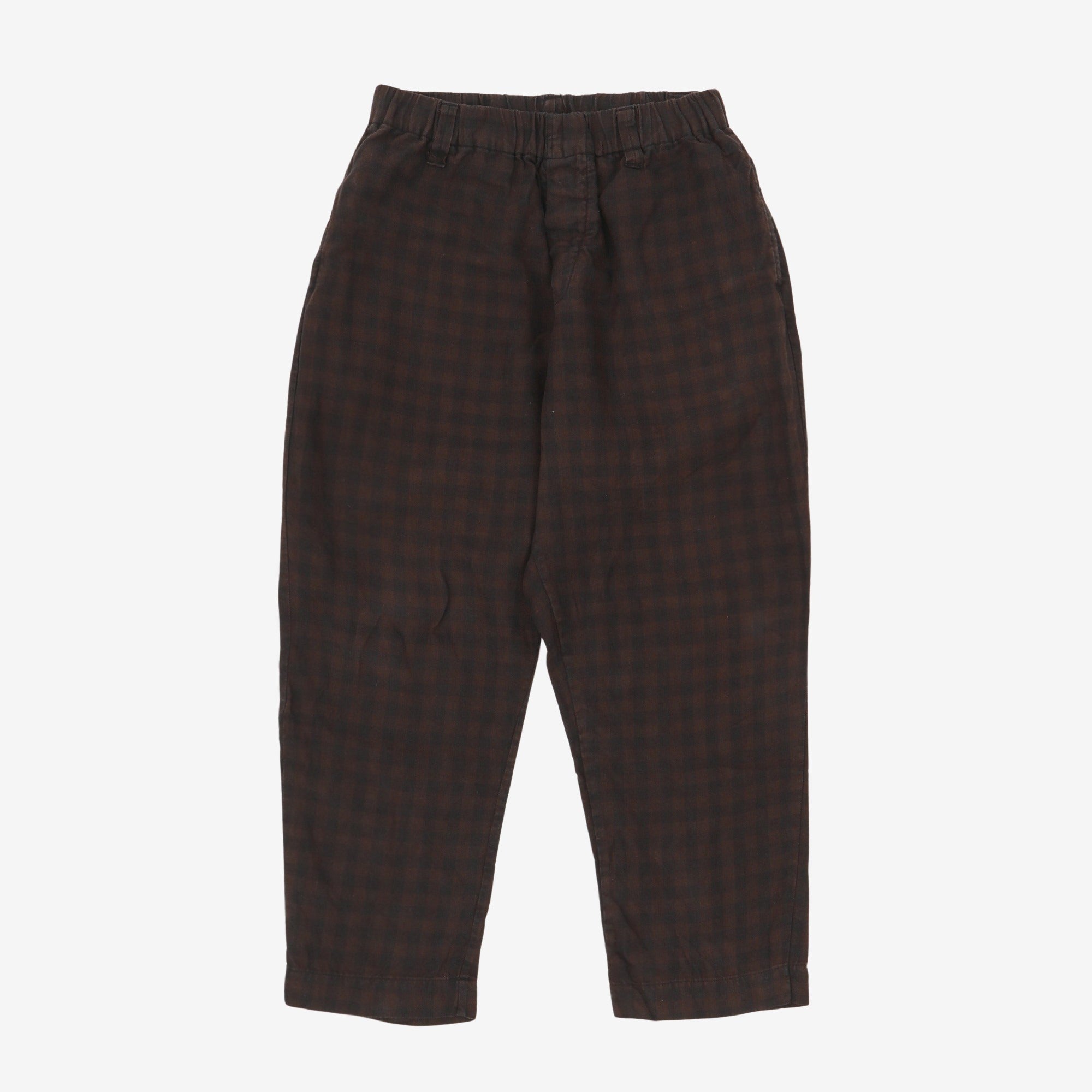 Linen Check Elastic Pant