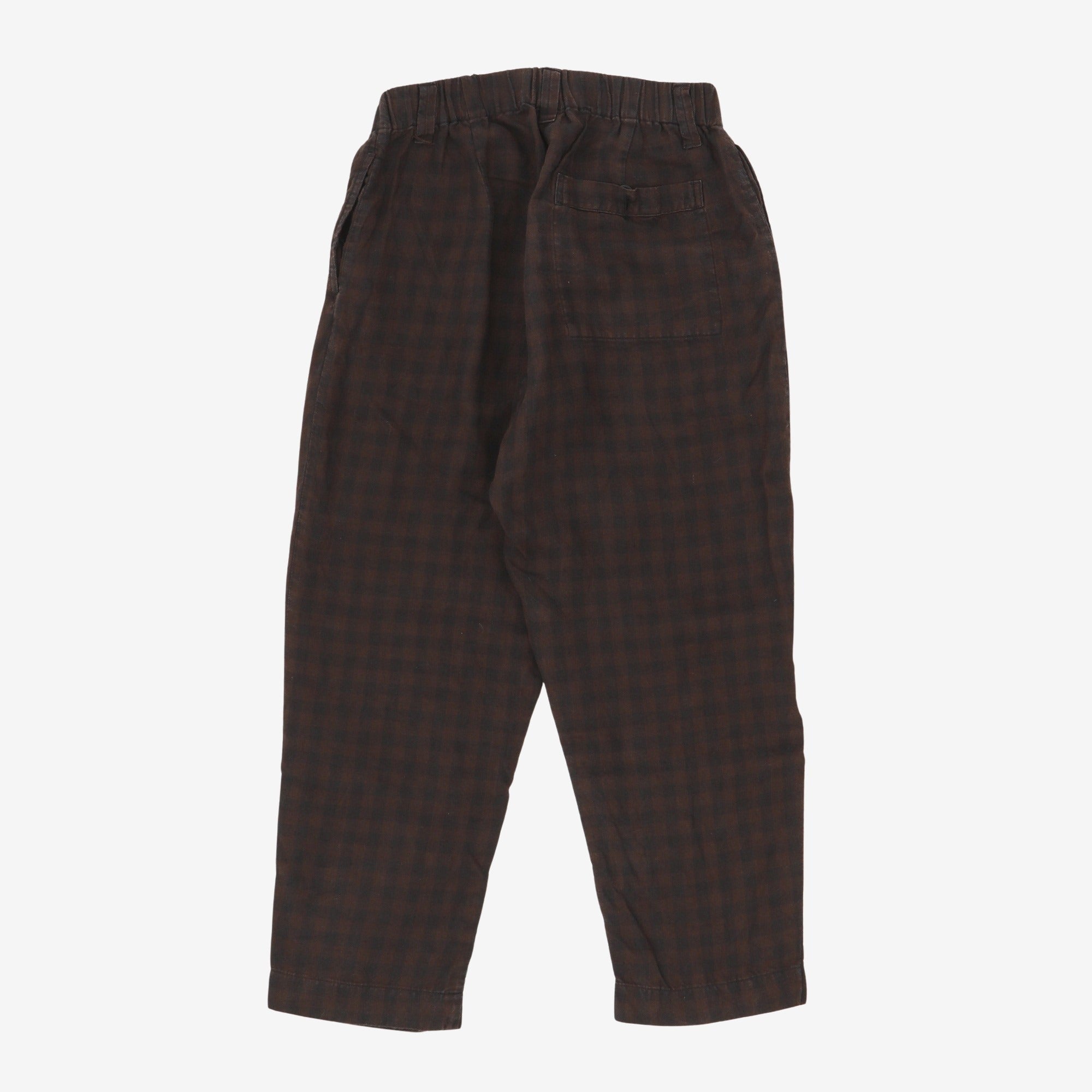 Linen Check Elastic Pant