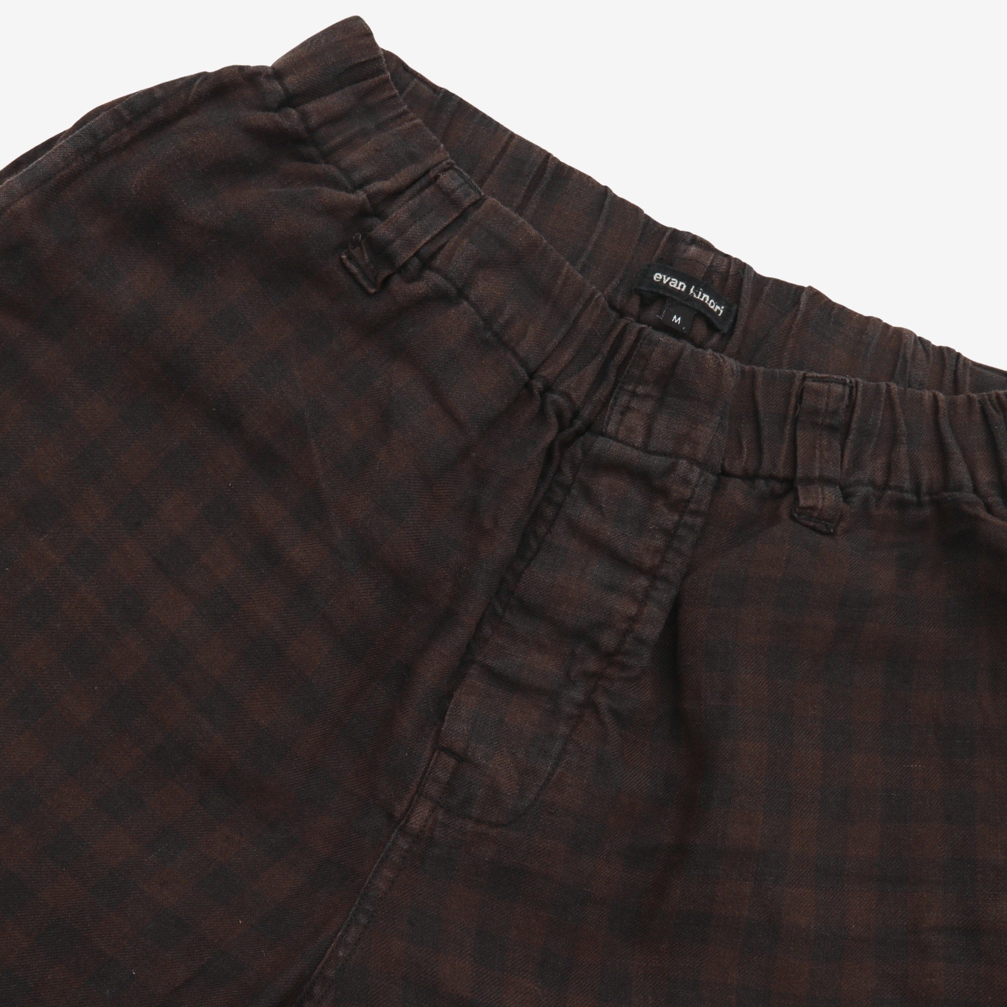 Linen Check Elastic Pant
