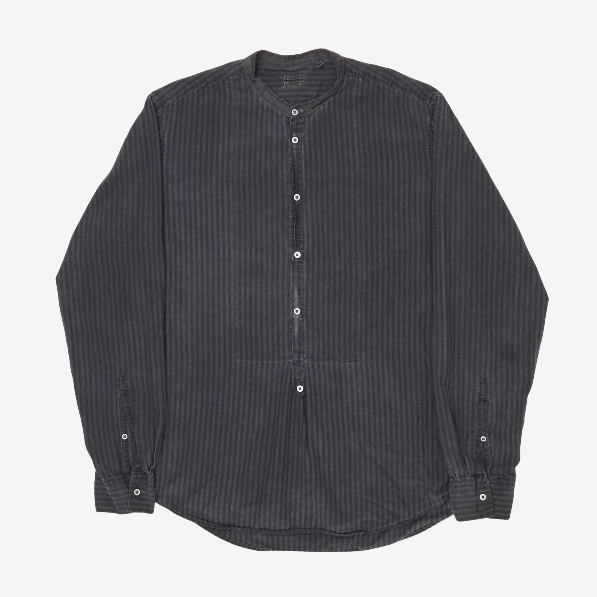 Striped Grandad Collar PO Shirt