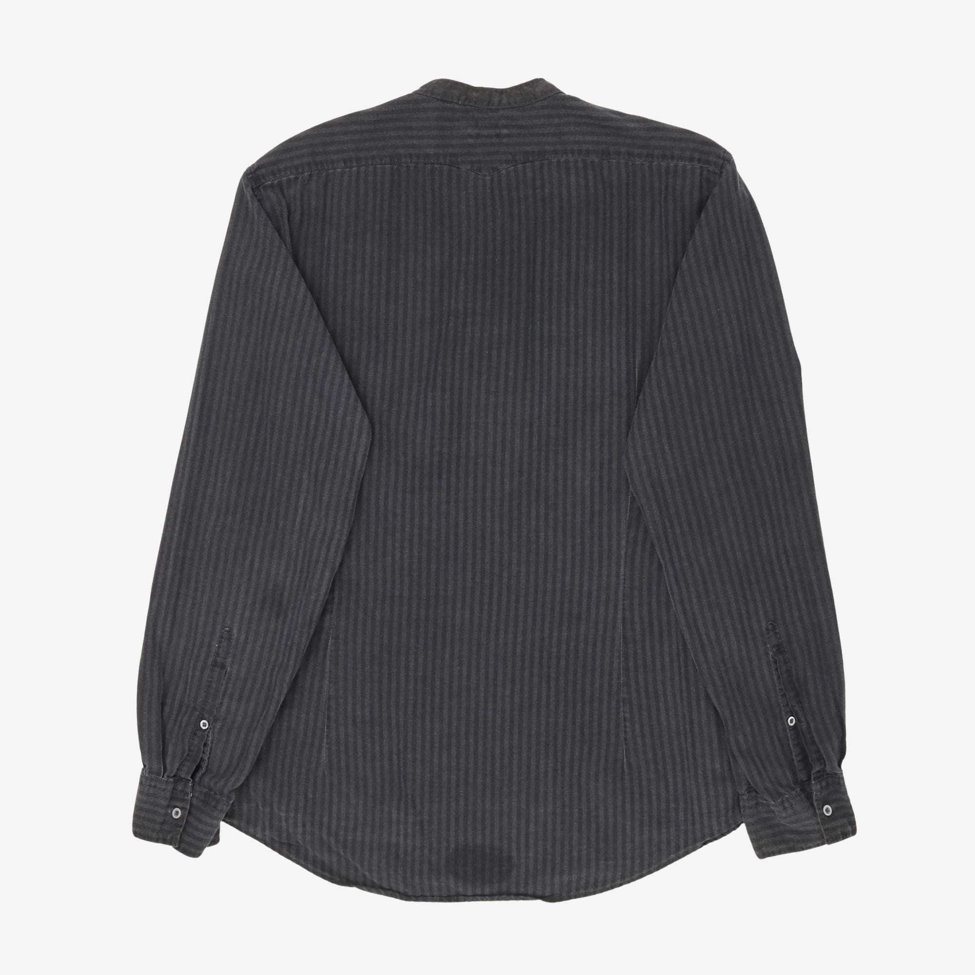 Striped Grandad Collar PO Shirt