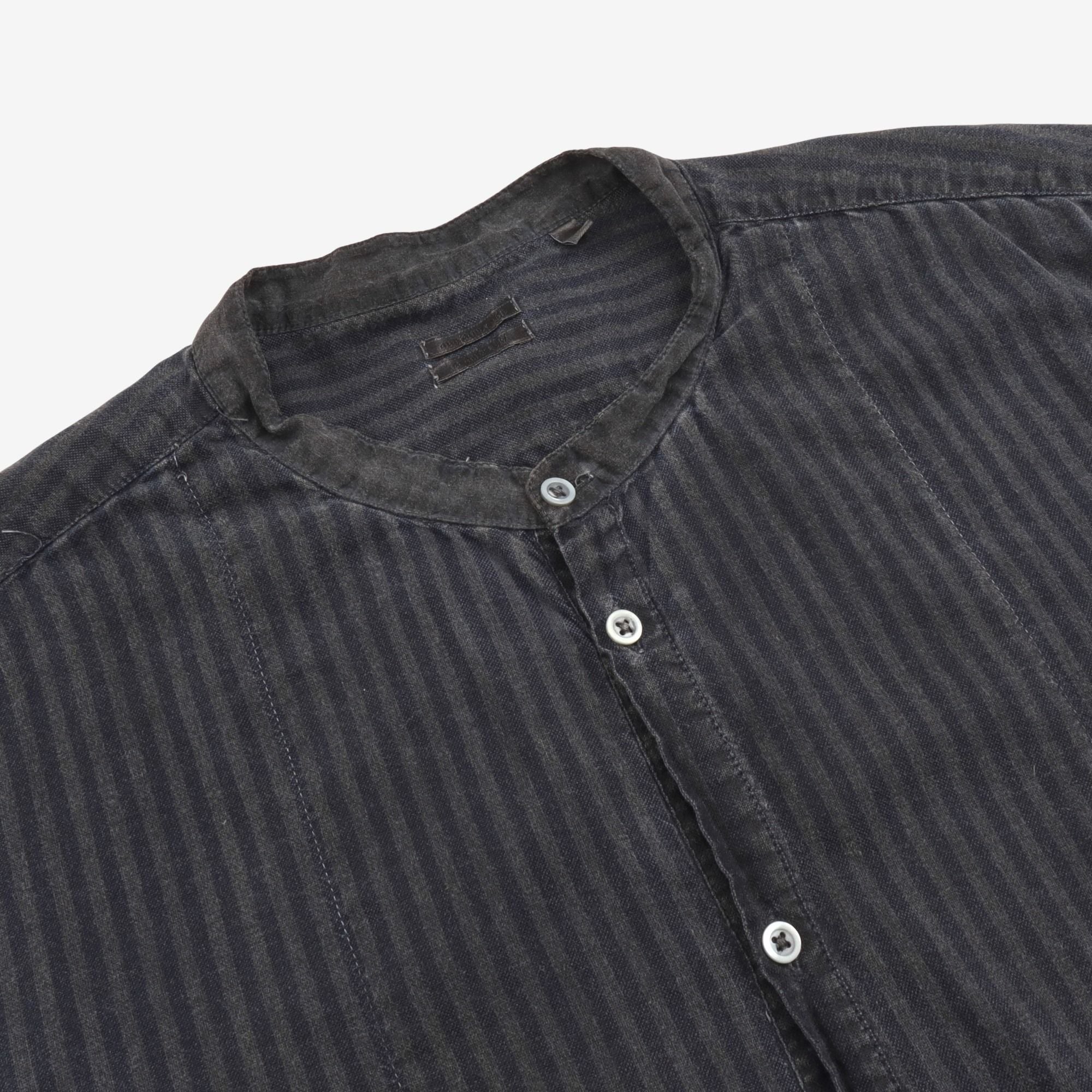 Striped Grandad Collar PO Shirt