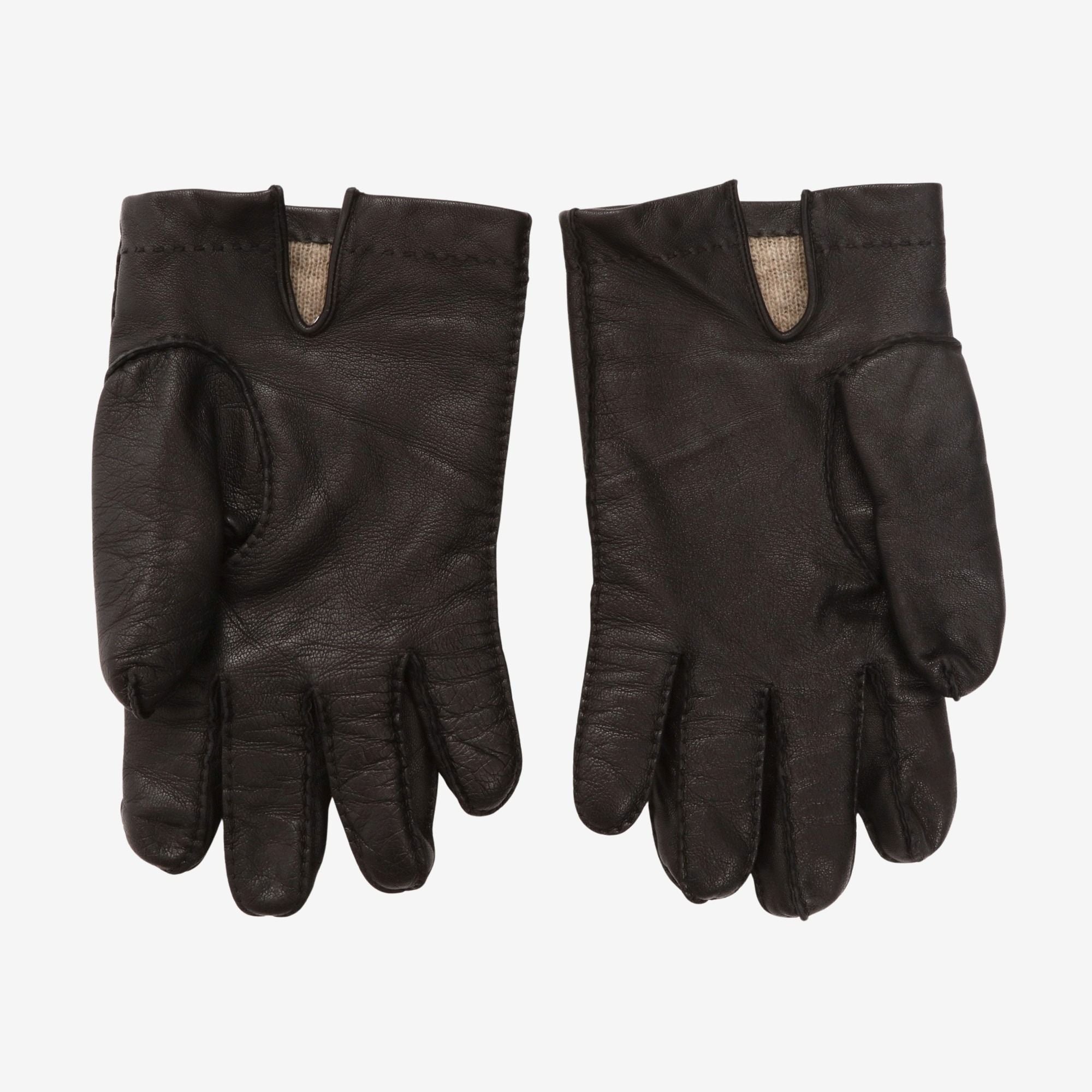 Three Point Cashmere Lined Leather Gloves