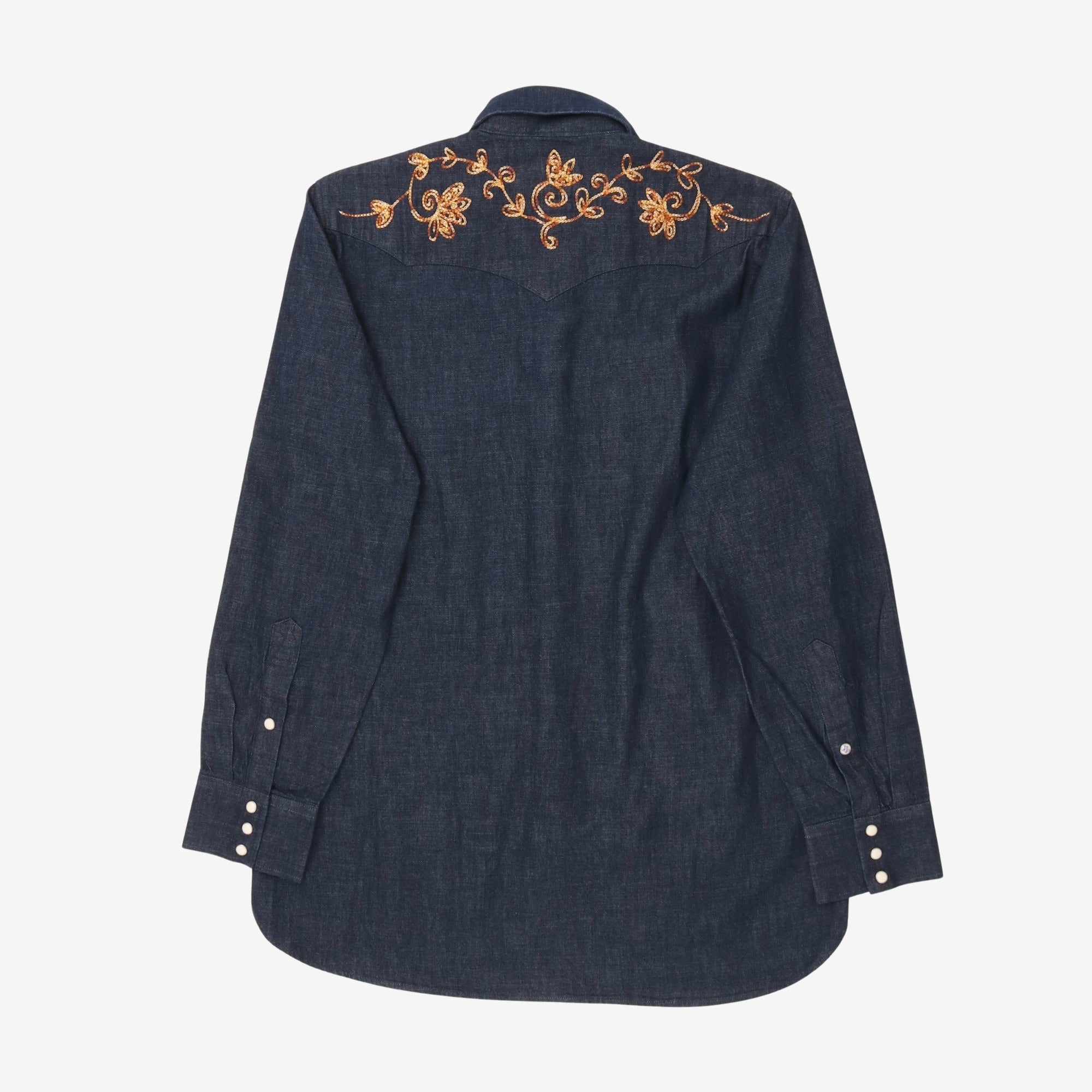Embroidered Denim Western Shirt (Throwing Fits)