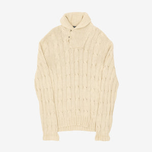 Hand Knit Linen Shawl Collar Sweater