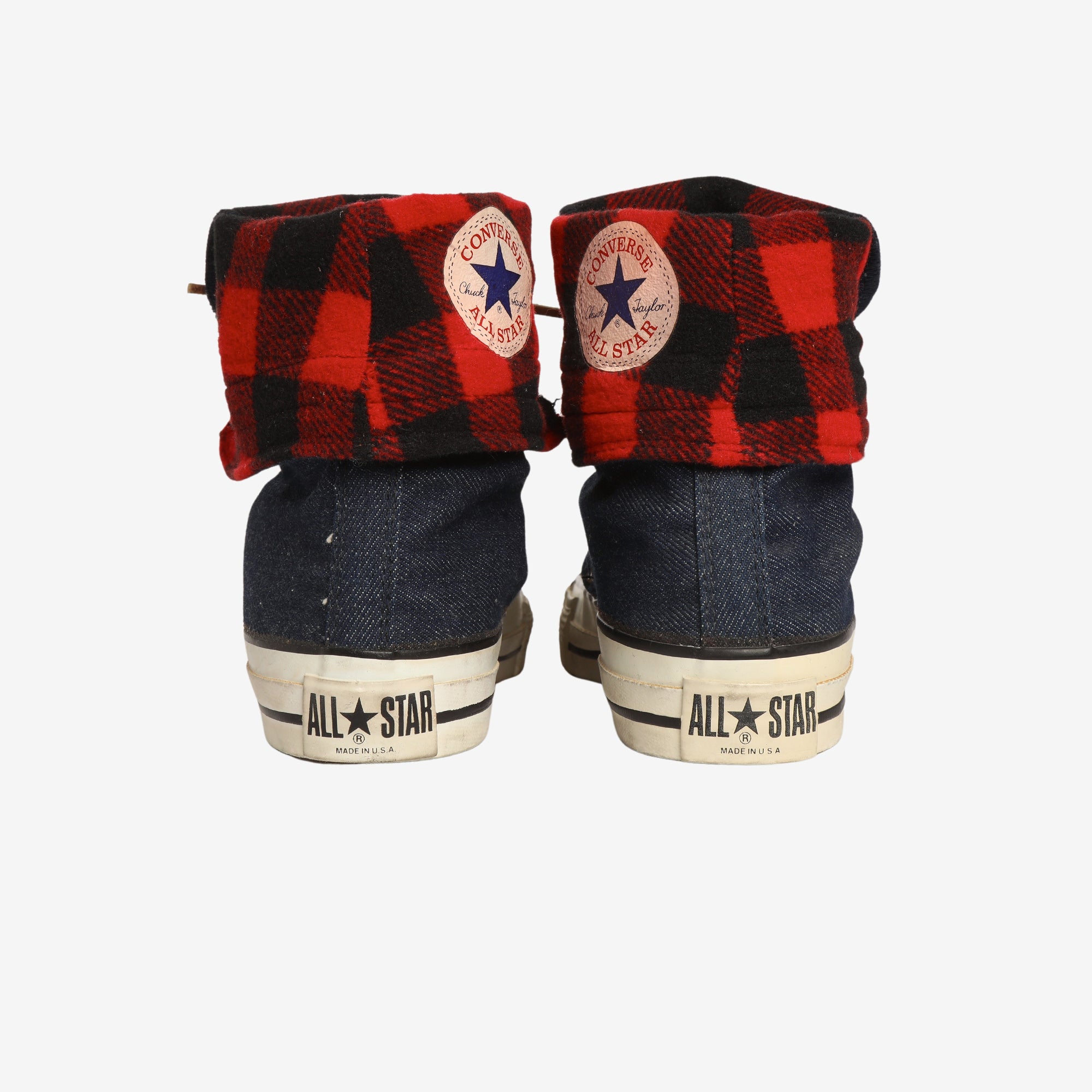 Vintage Denim / Woolrich Tartan Leather Lace up Boots