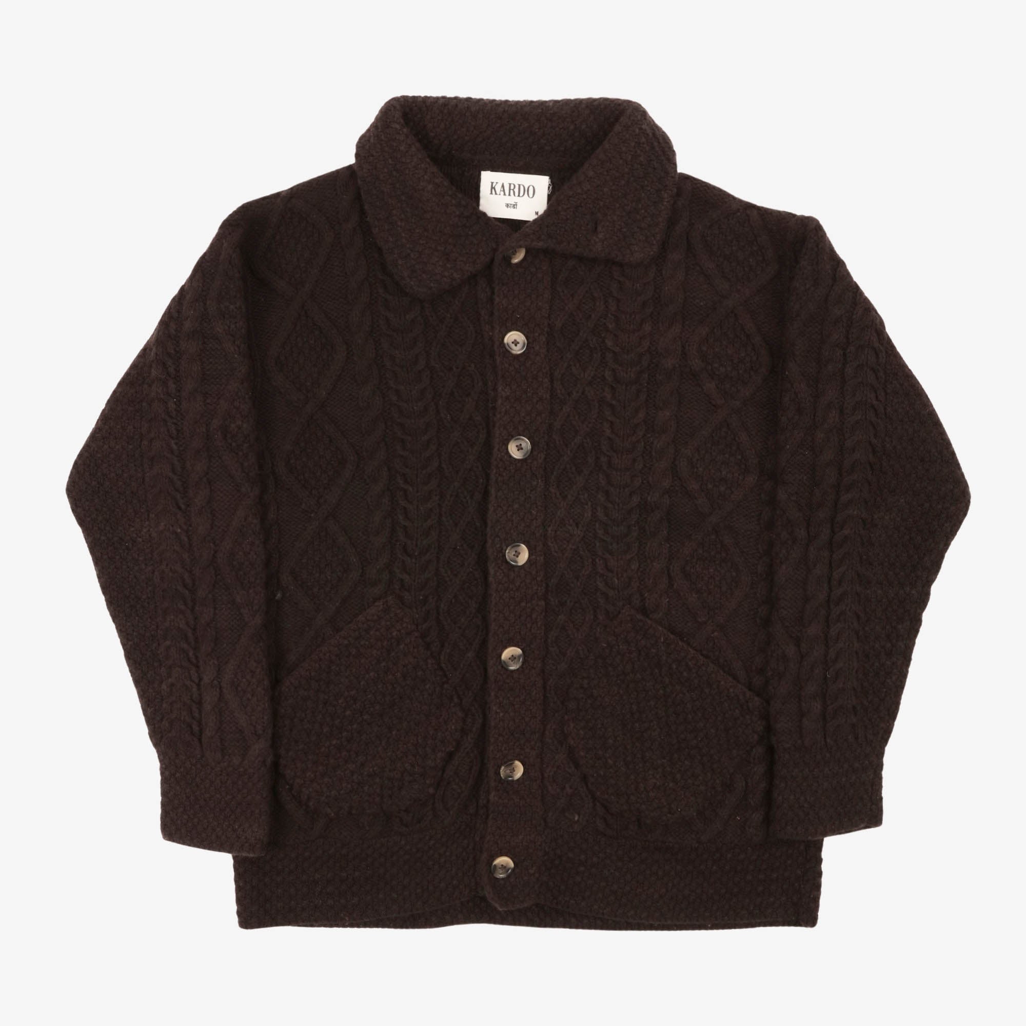 Wool Cable Knit Cardigan