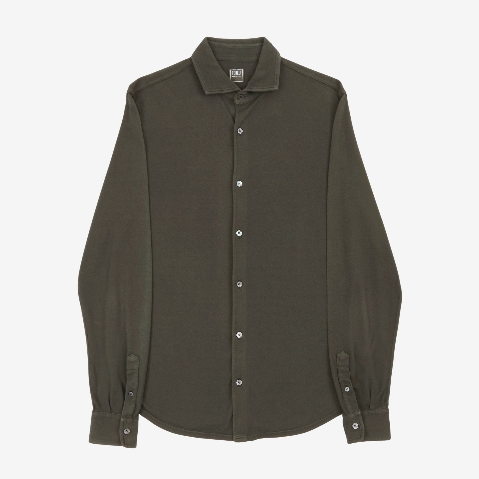 Open Collar Pique Shirt