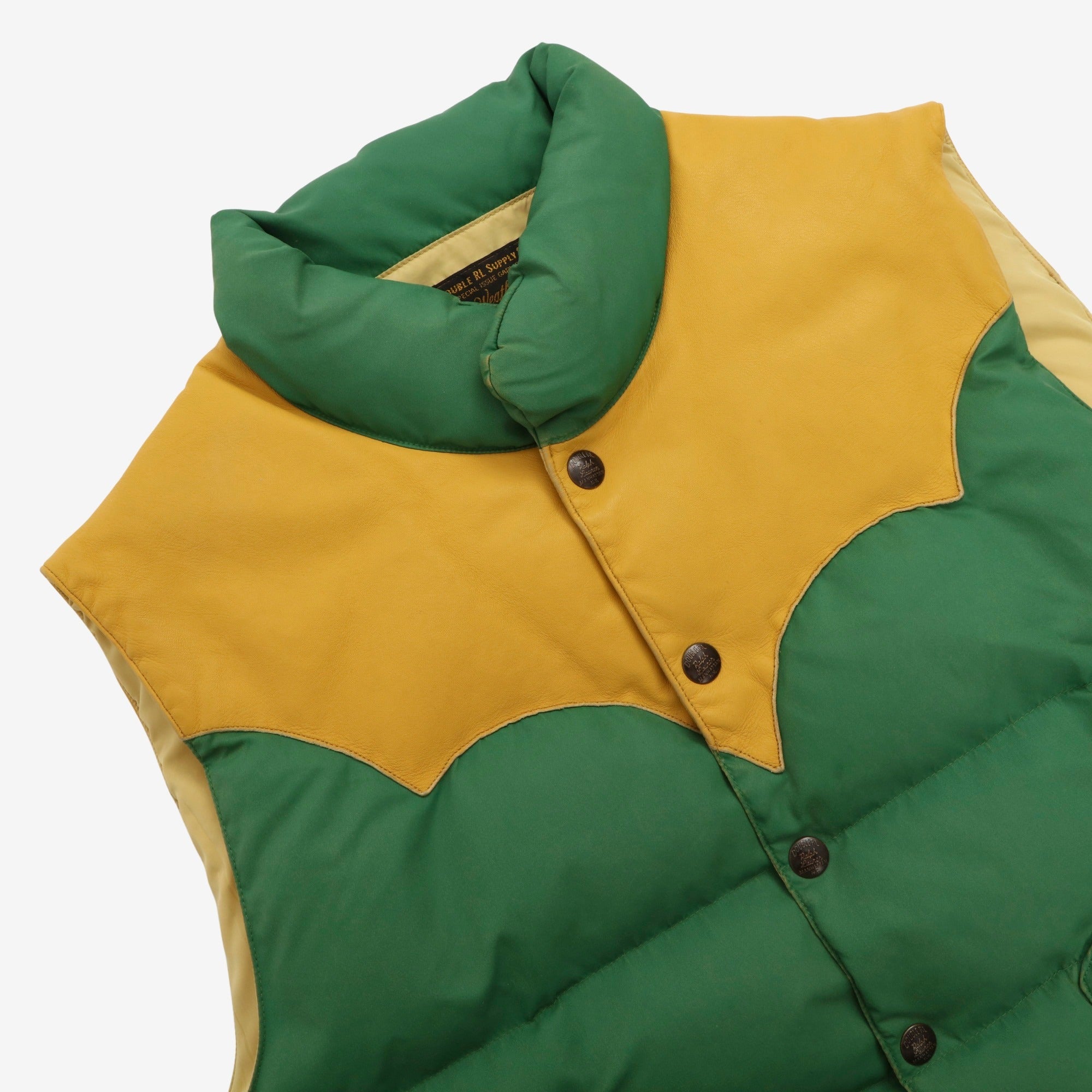 Leather Yoke Quilted Vest