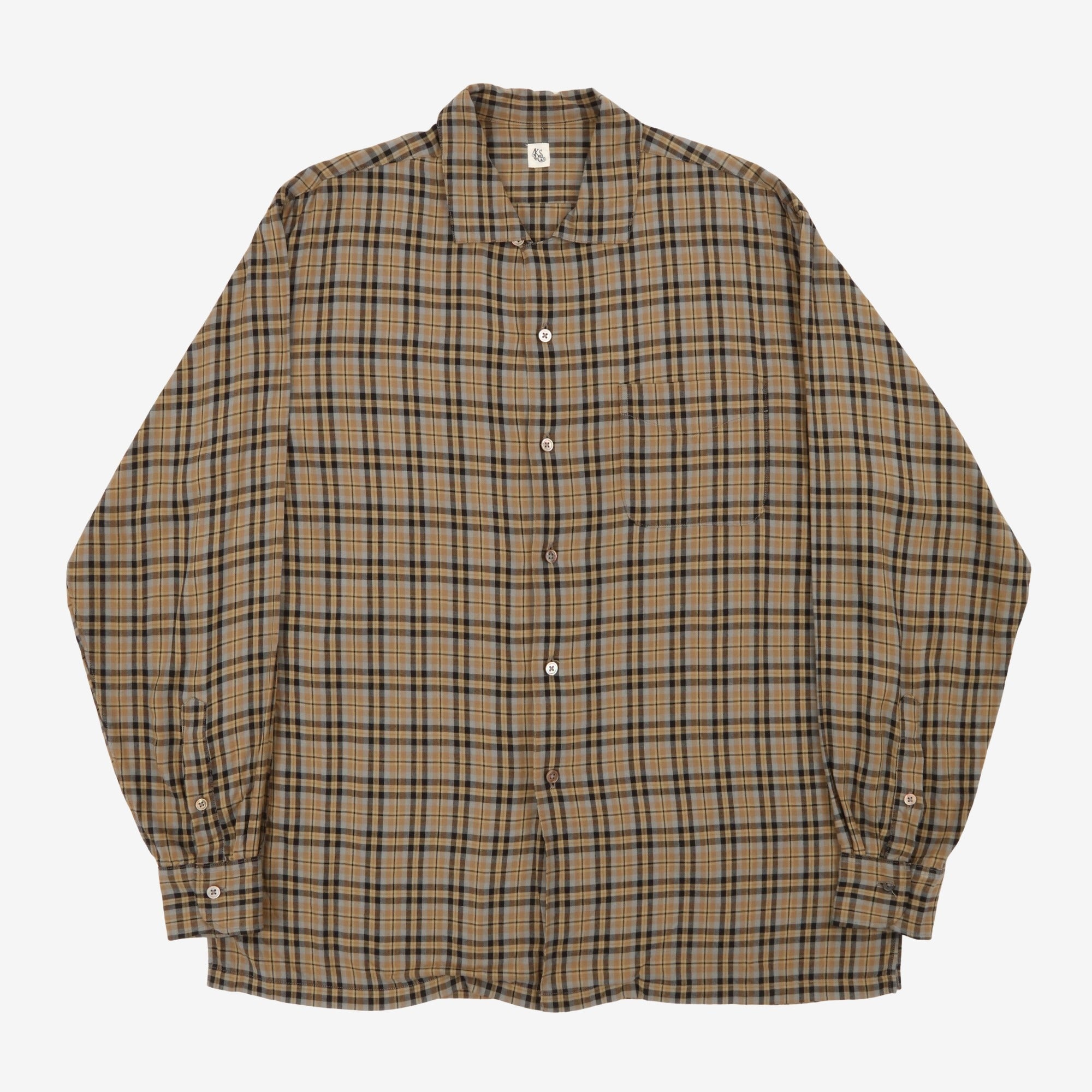 Plaid Open Collar Shirt