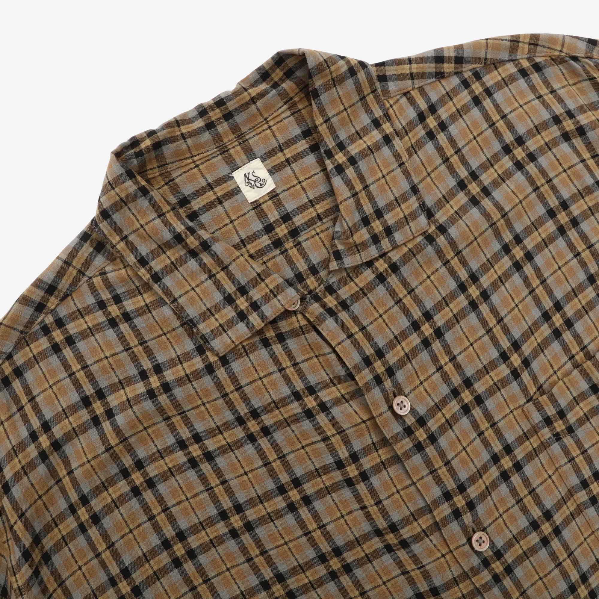 Plaid Open Collar Shirt