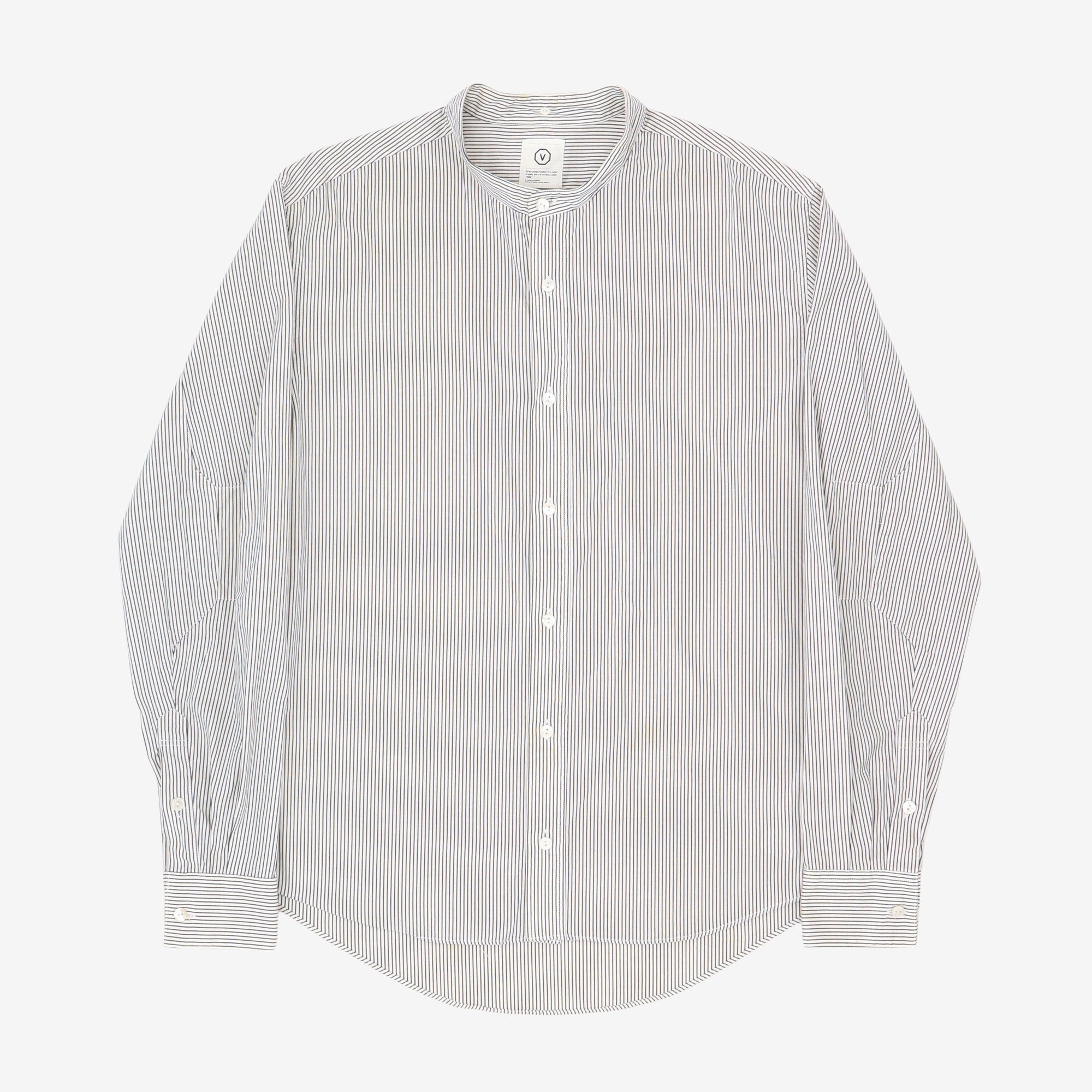 Striped Band Collar Shirt + Pop Collar