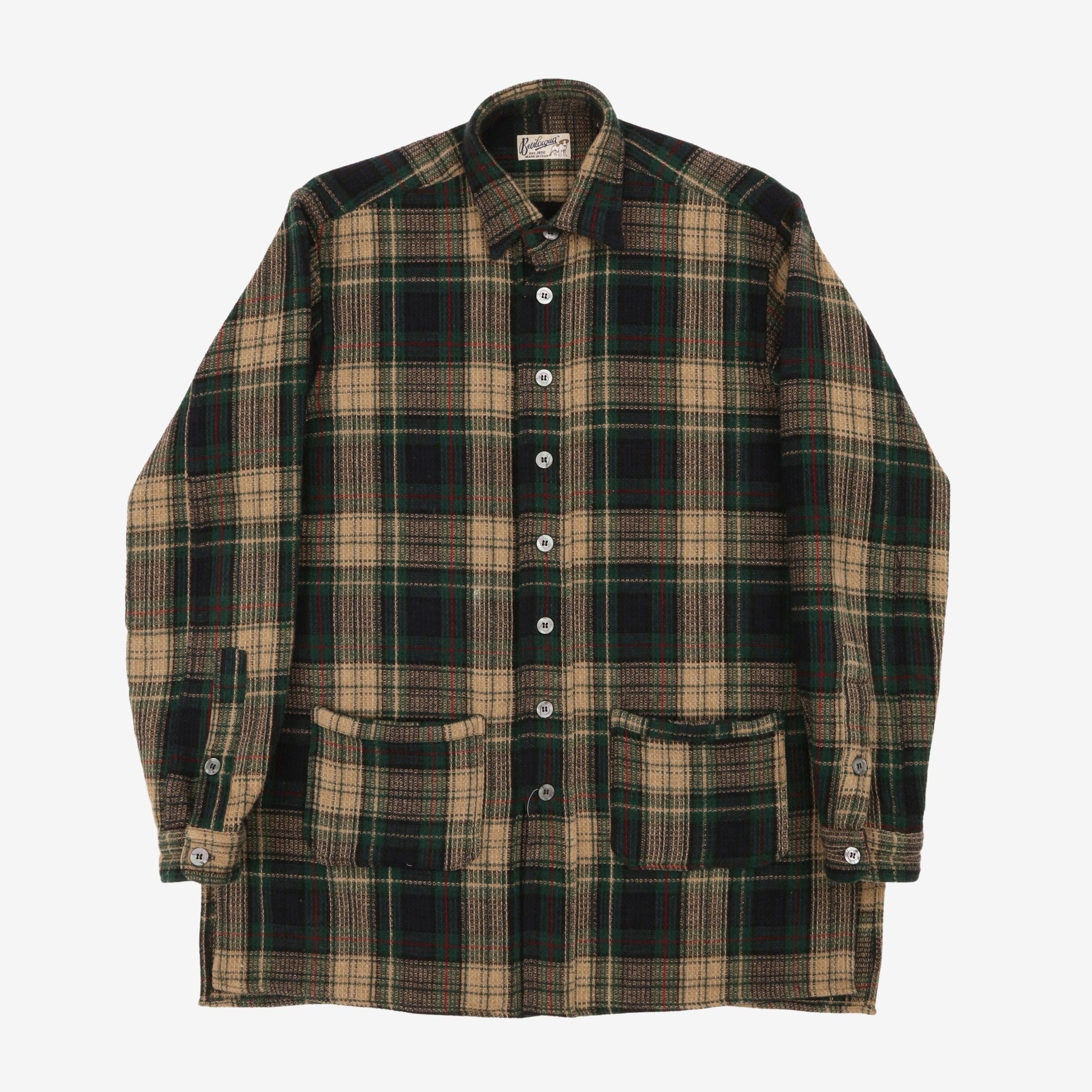 Plaid Waffle Knit Overshirt