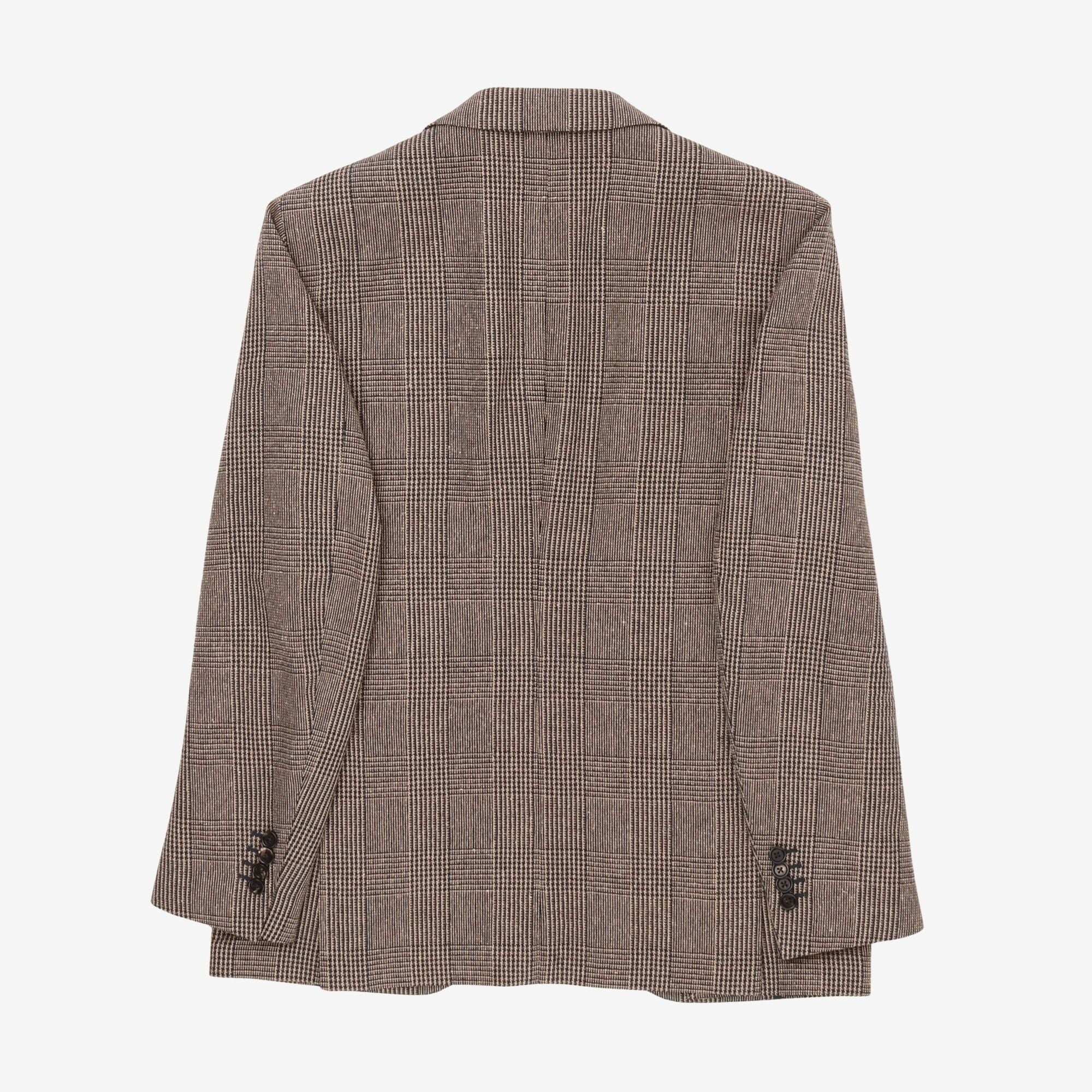 Houndstooth Wool Silk Blend Blazer