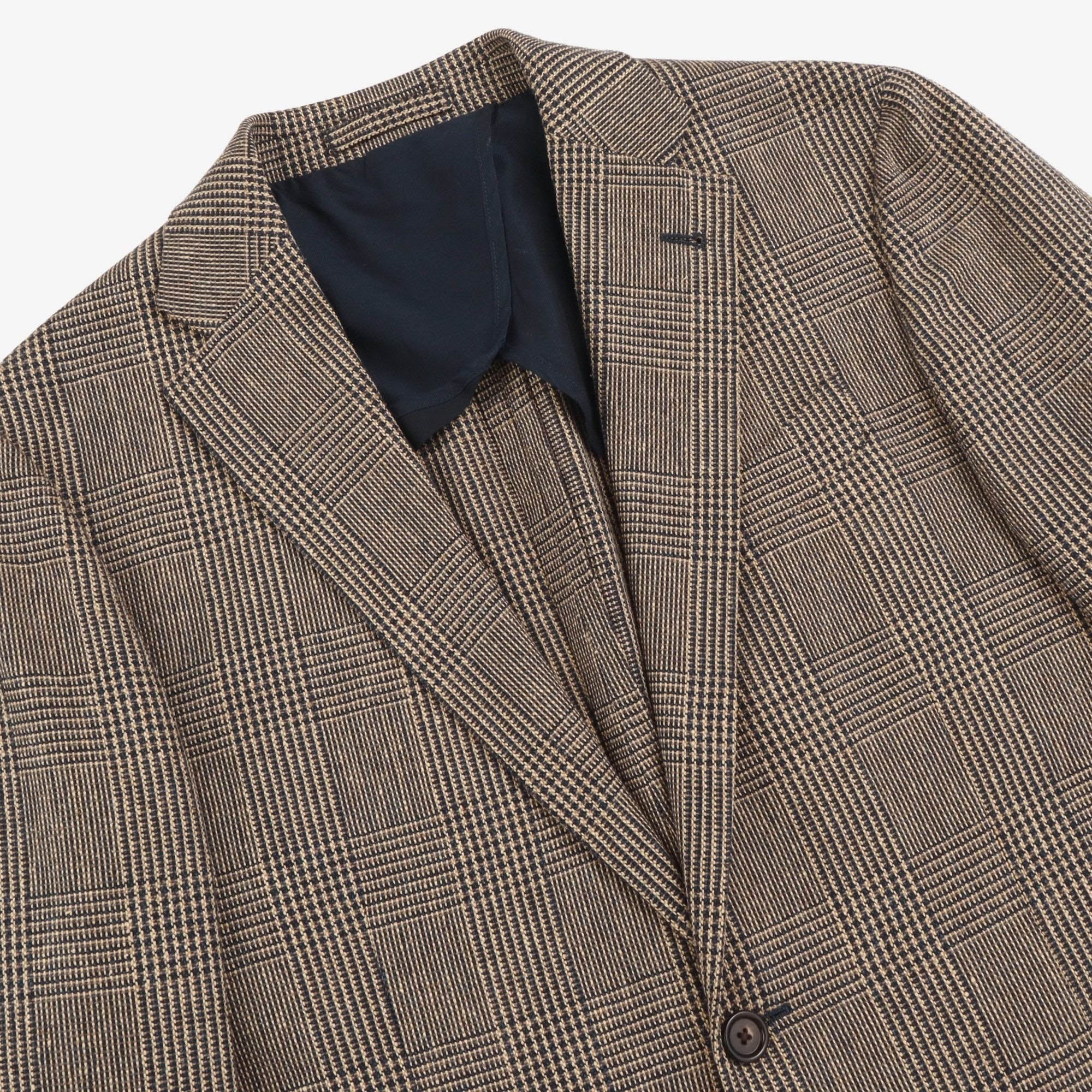 Houndstooth Wool Silk Blend Blazer