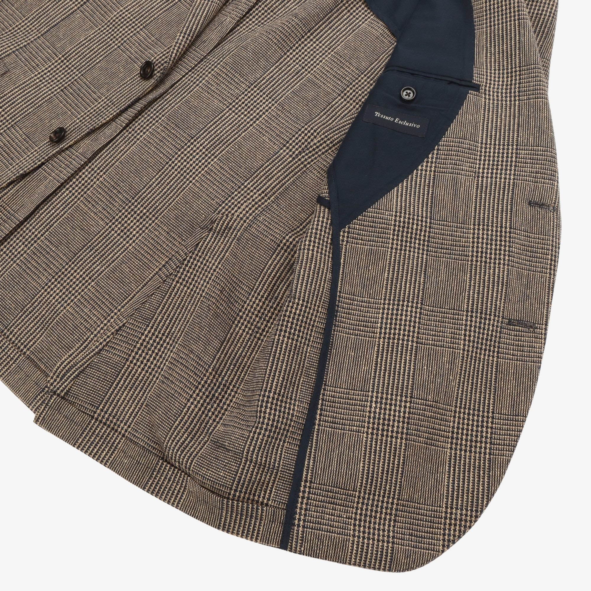 Houndstooth Wool Silk Blend Blazer