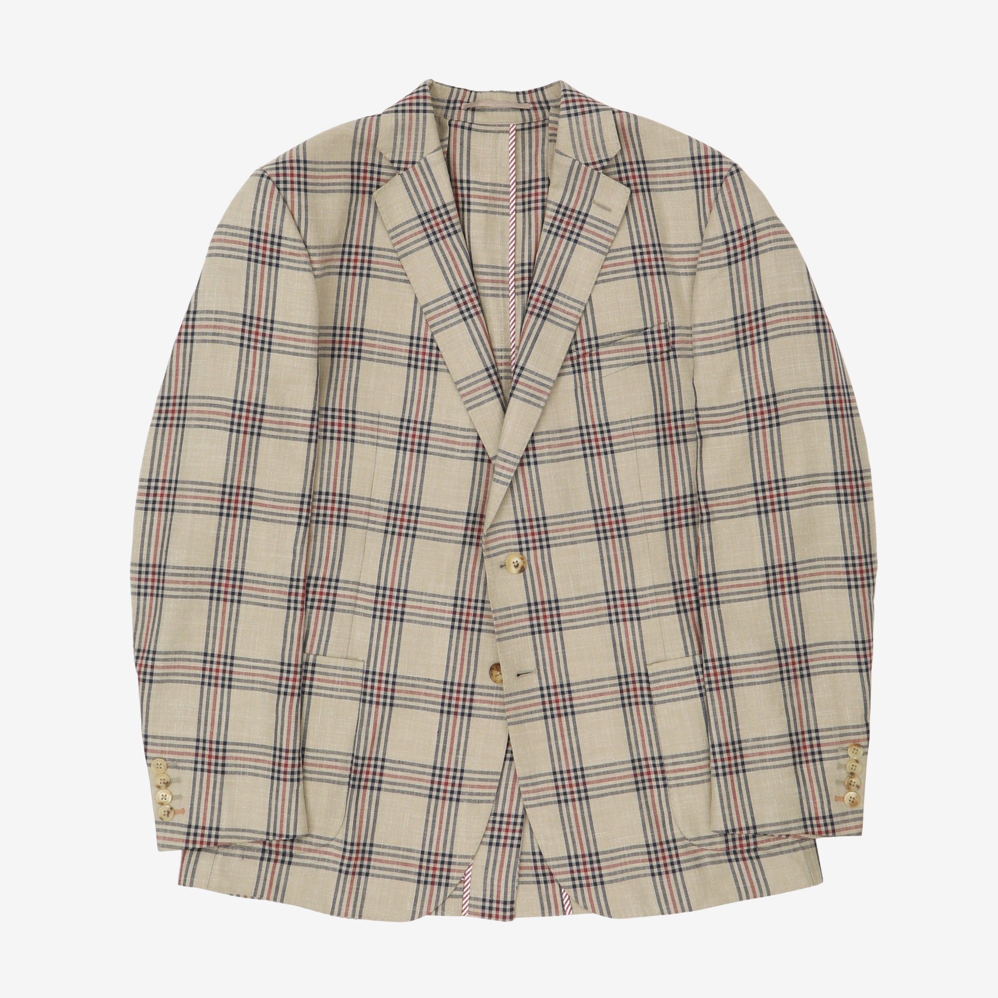 Linen Silk Glen Check Blazer