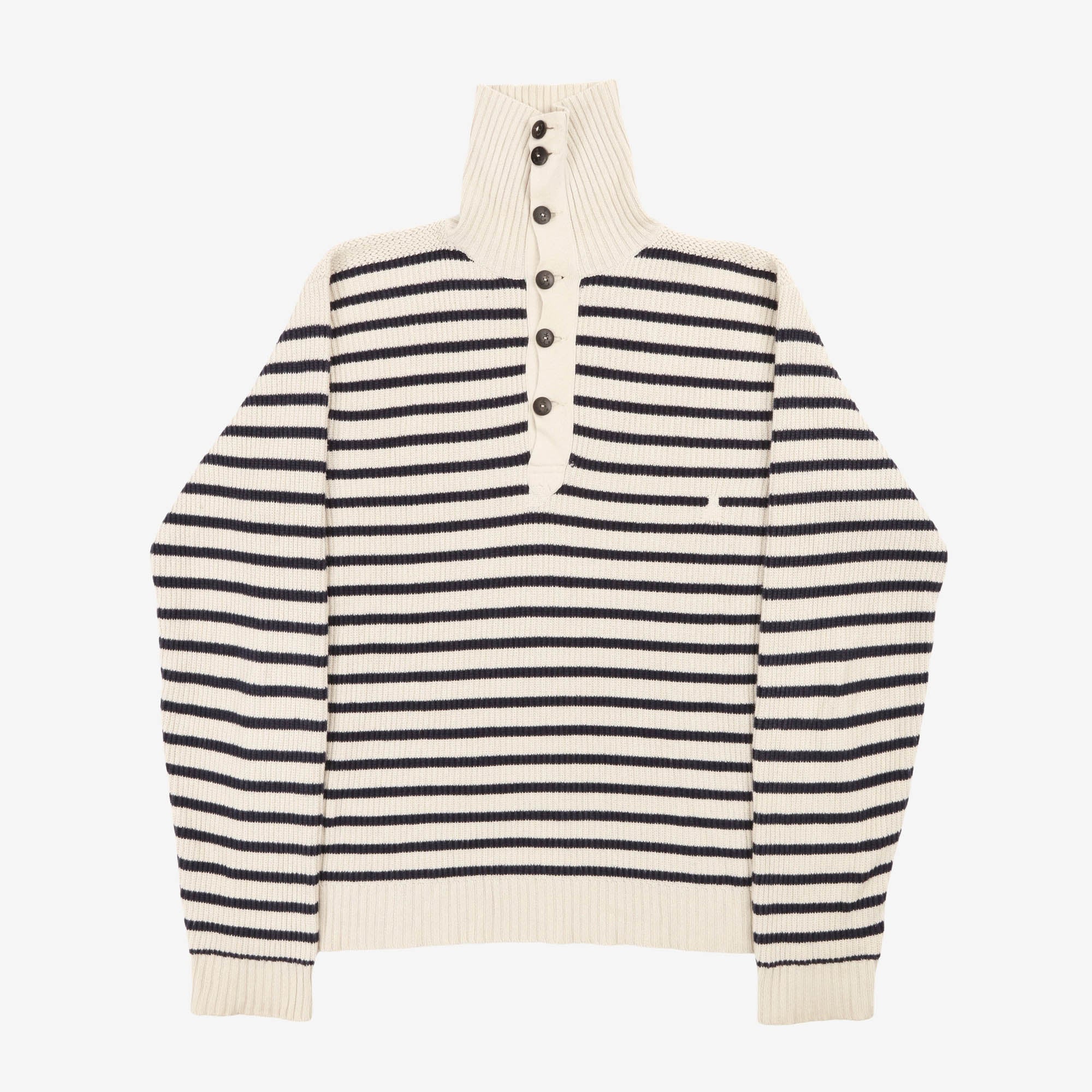 Striped Linen Blend Button Sweater