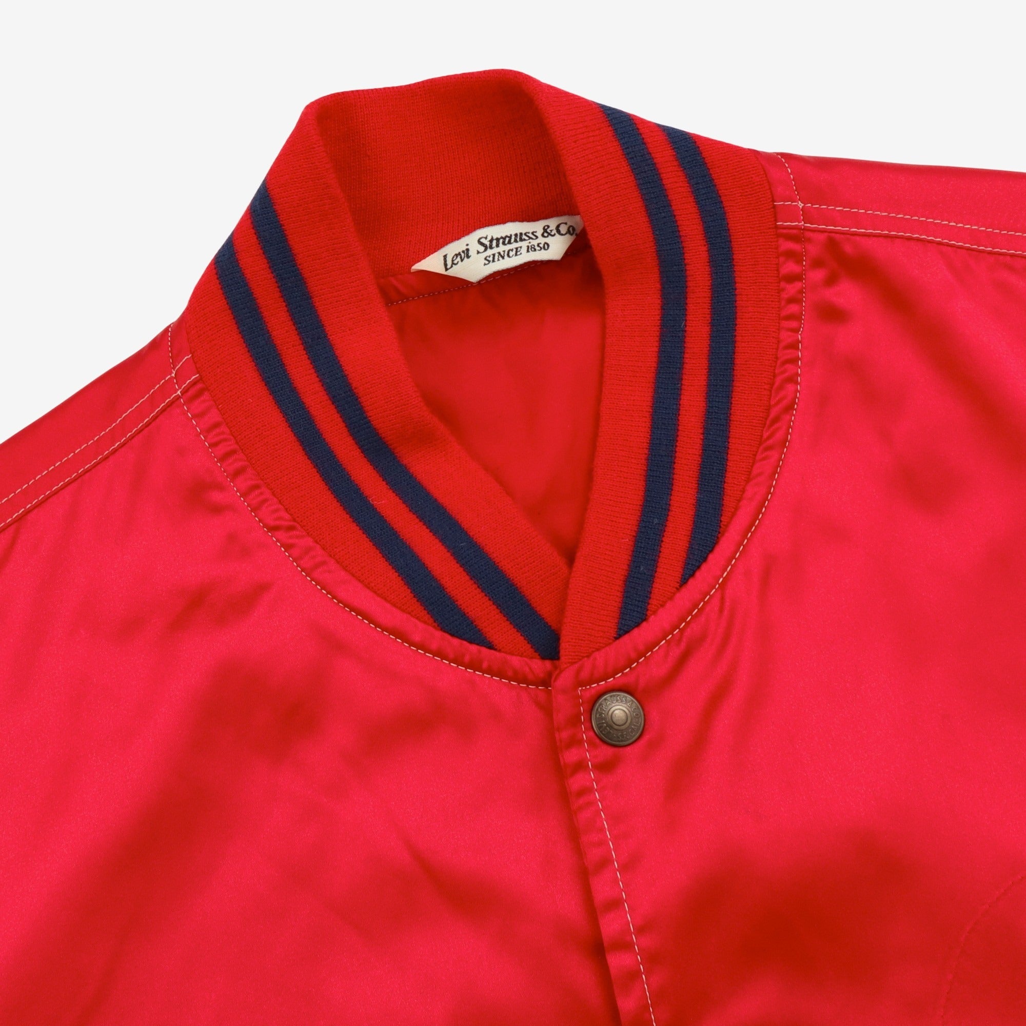 Vintage White Tab Satin Varsity Jacket (Italy)