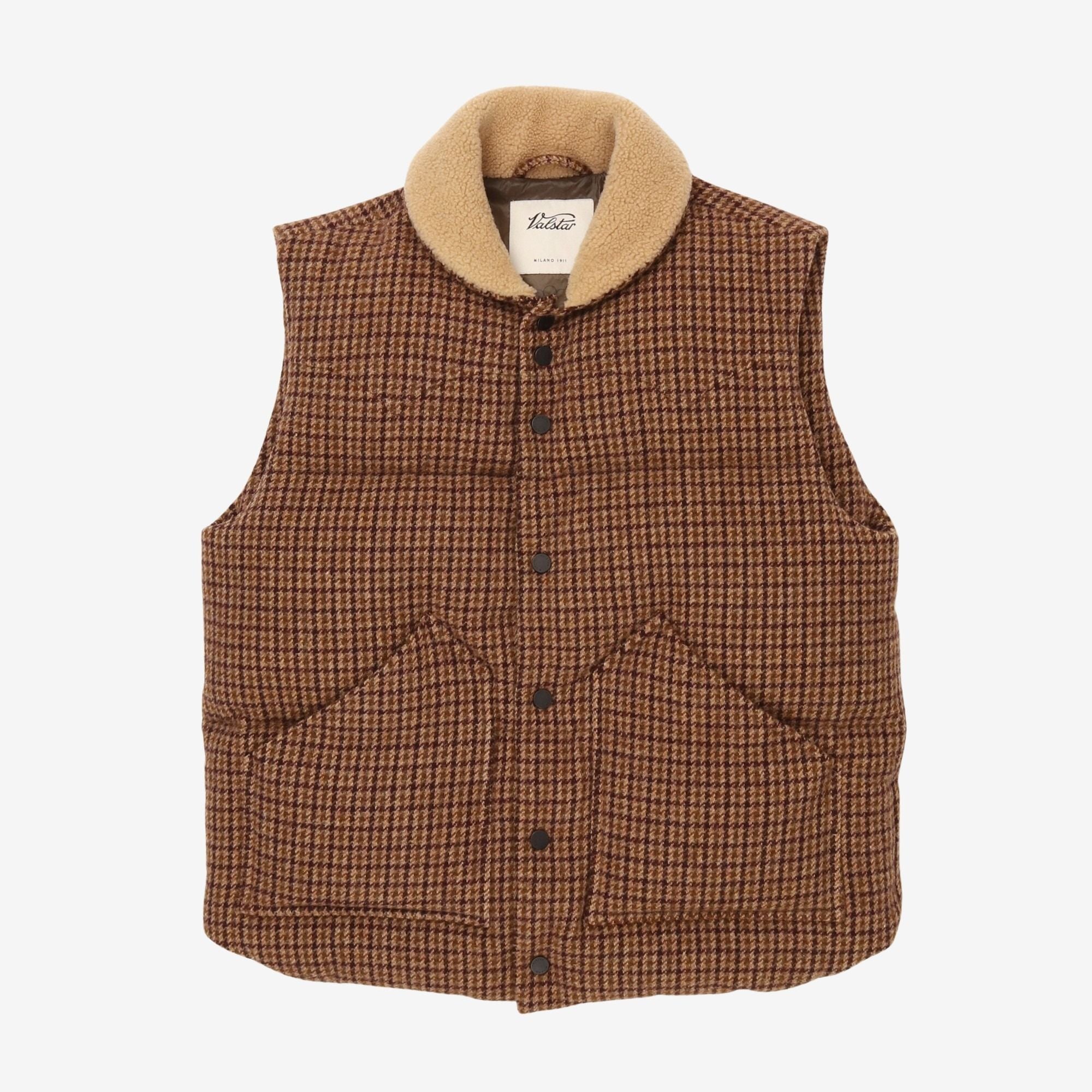 Goose Down Tweed Shearling Vest