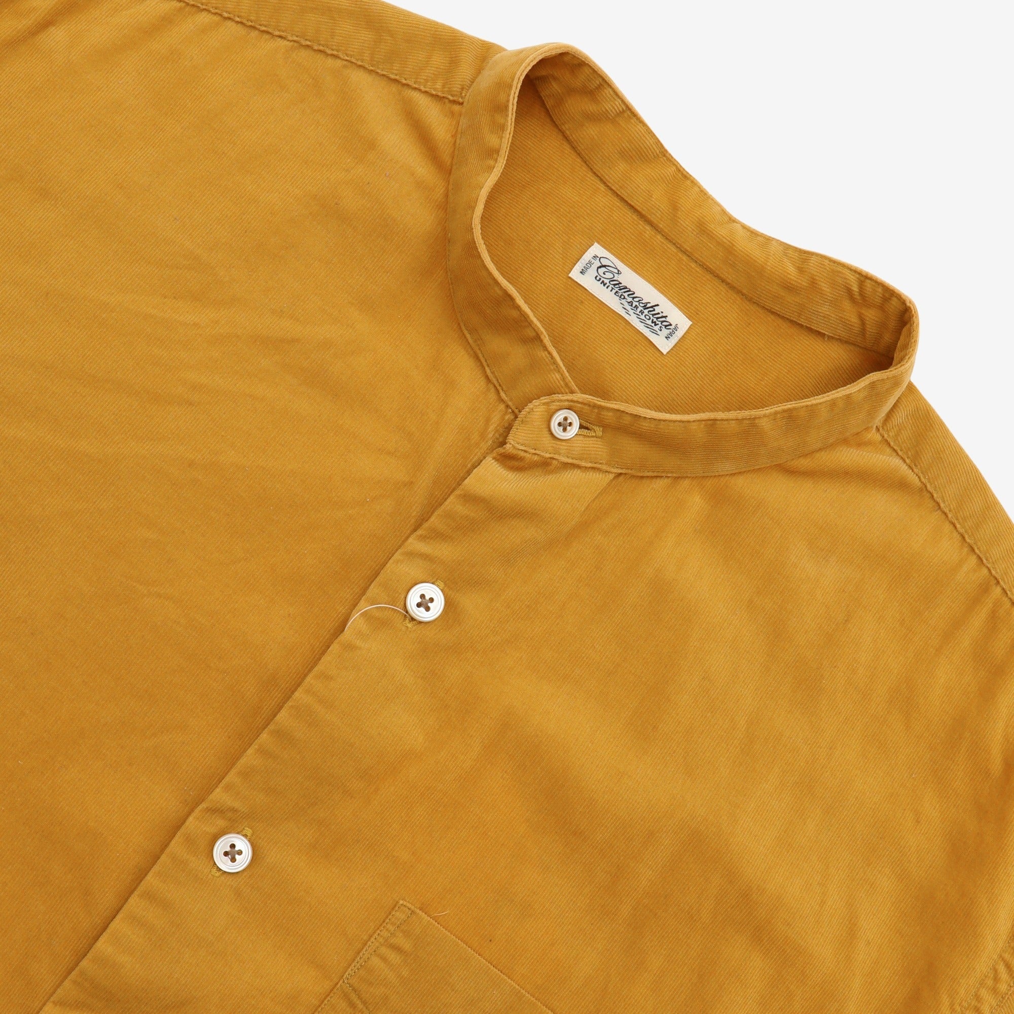 Corduroy Band Collar Shirt