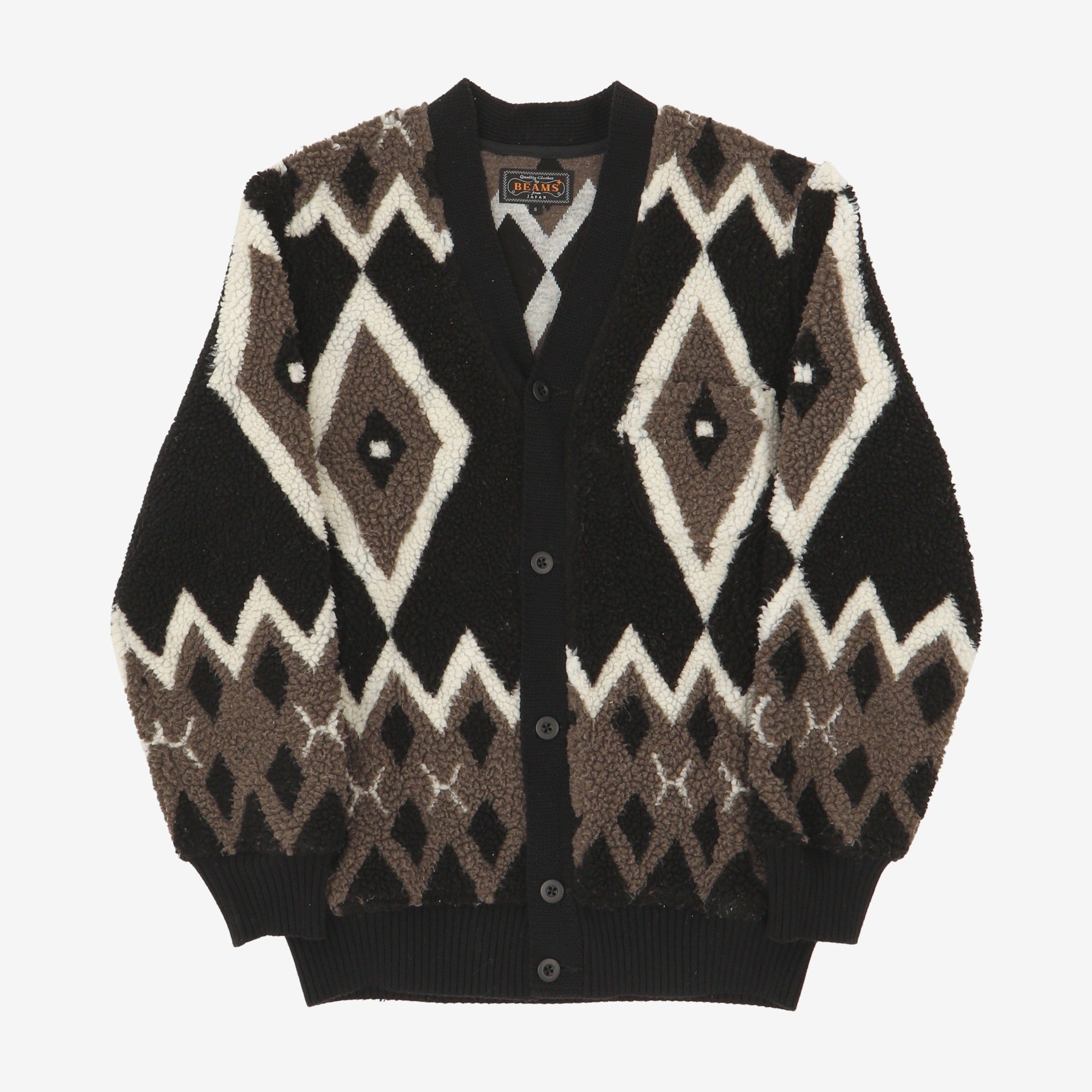 Jacquard Boa Fleece Cardigan