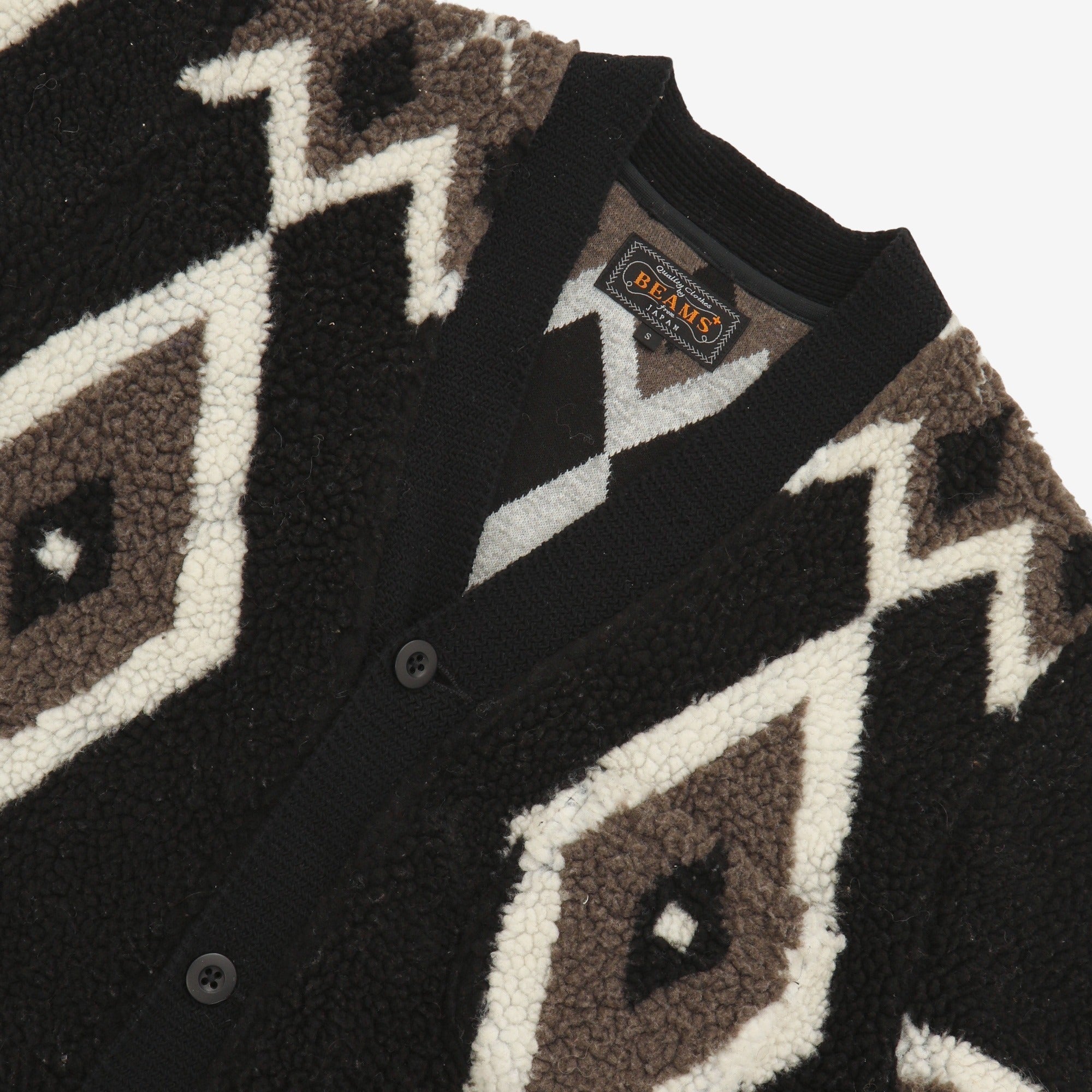 Jacquard Boa Fleece Cardigan