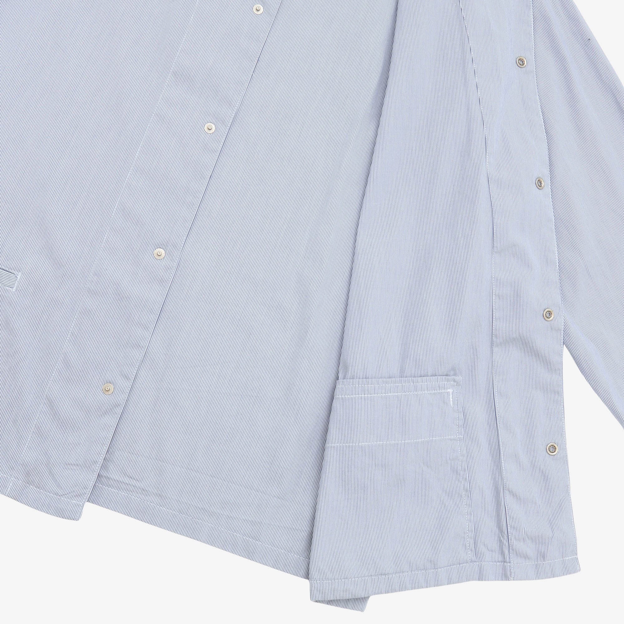 Striped Band Collar Overshirt