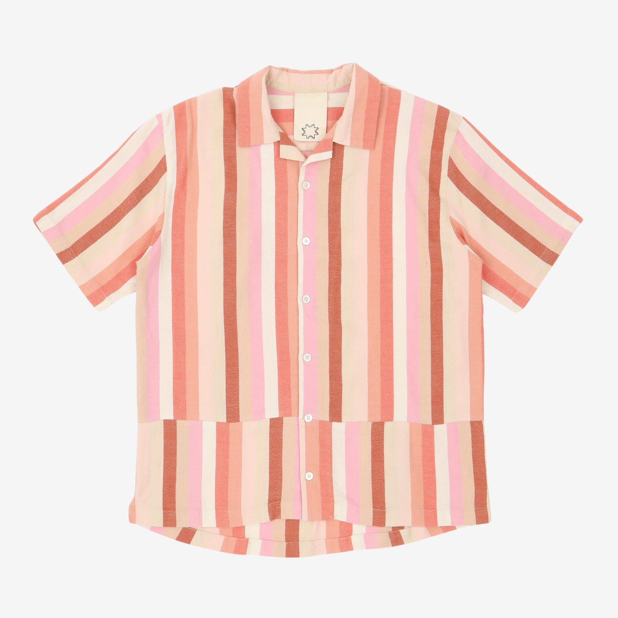 SS Open Collar Striped Shirt