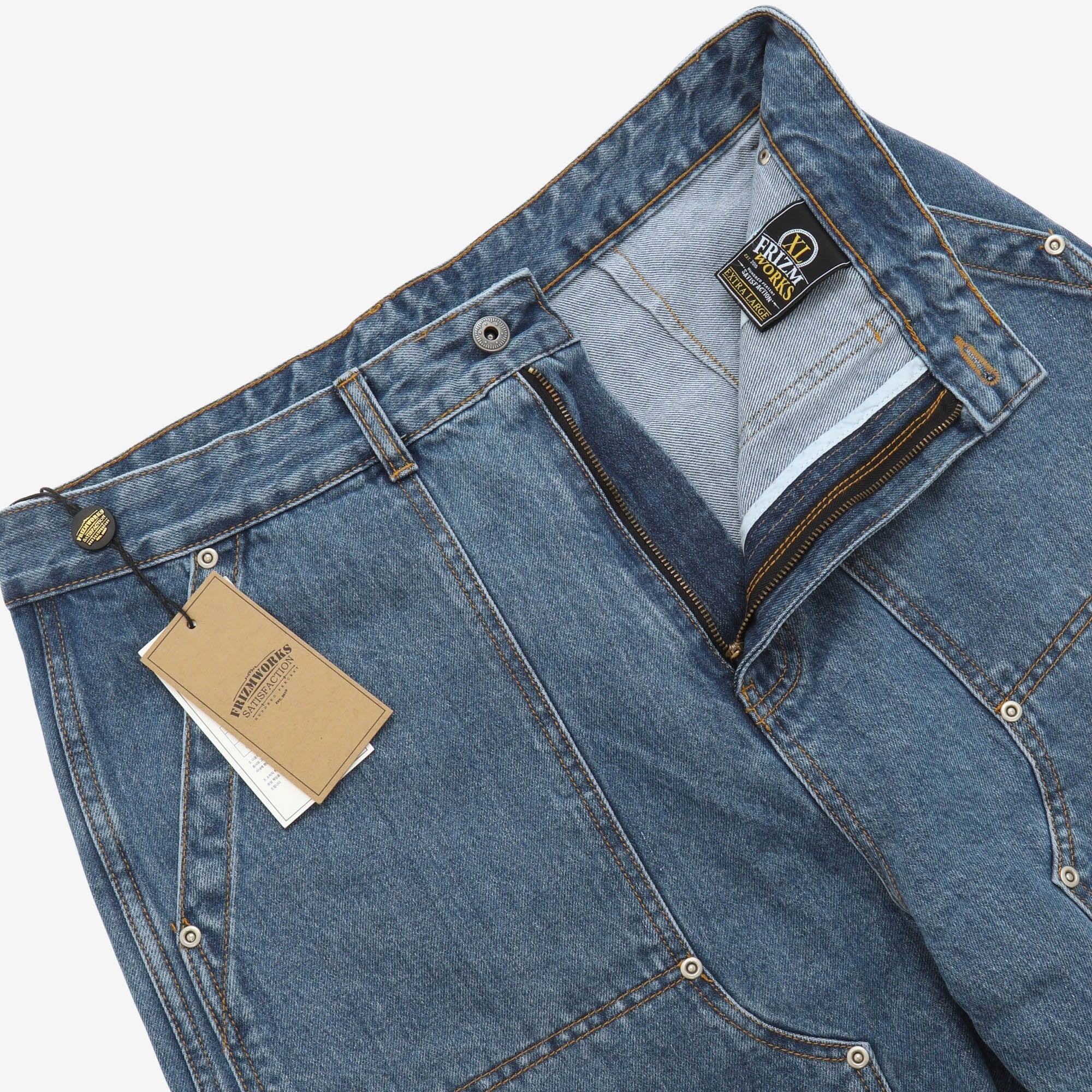 Washed Double Knee Denim Shorts