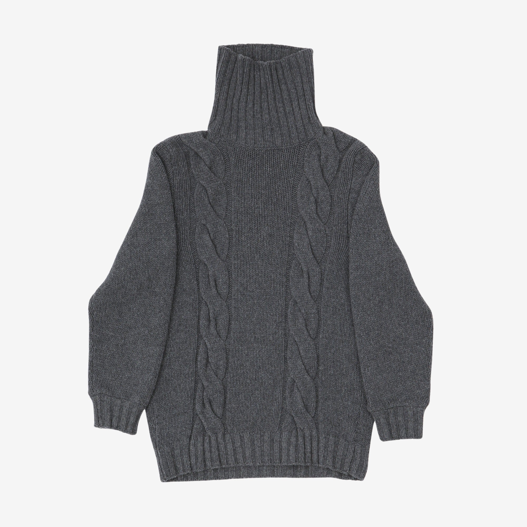 Twin Cable Roll Neck Sweater
