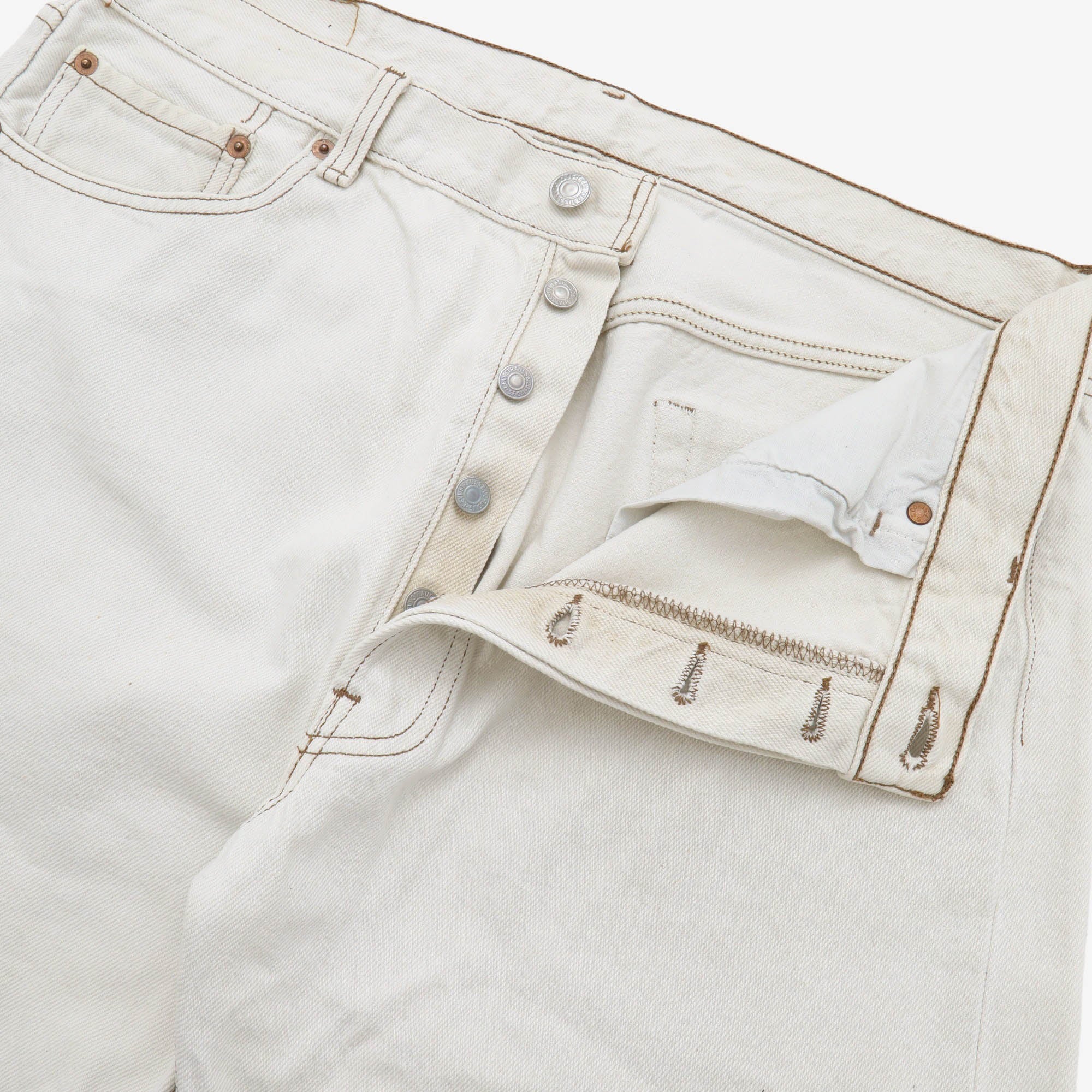 501 White Denim Jeans(Fits W34/USA Made)