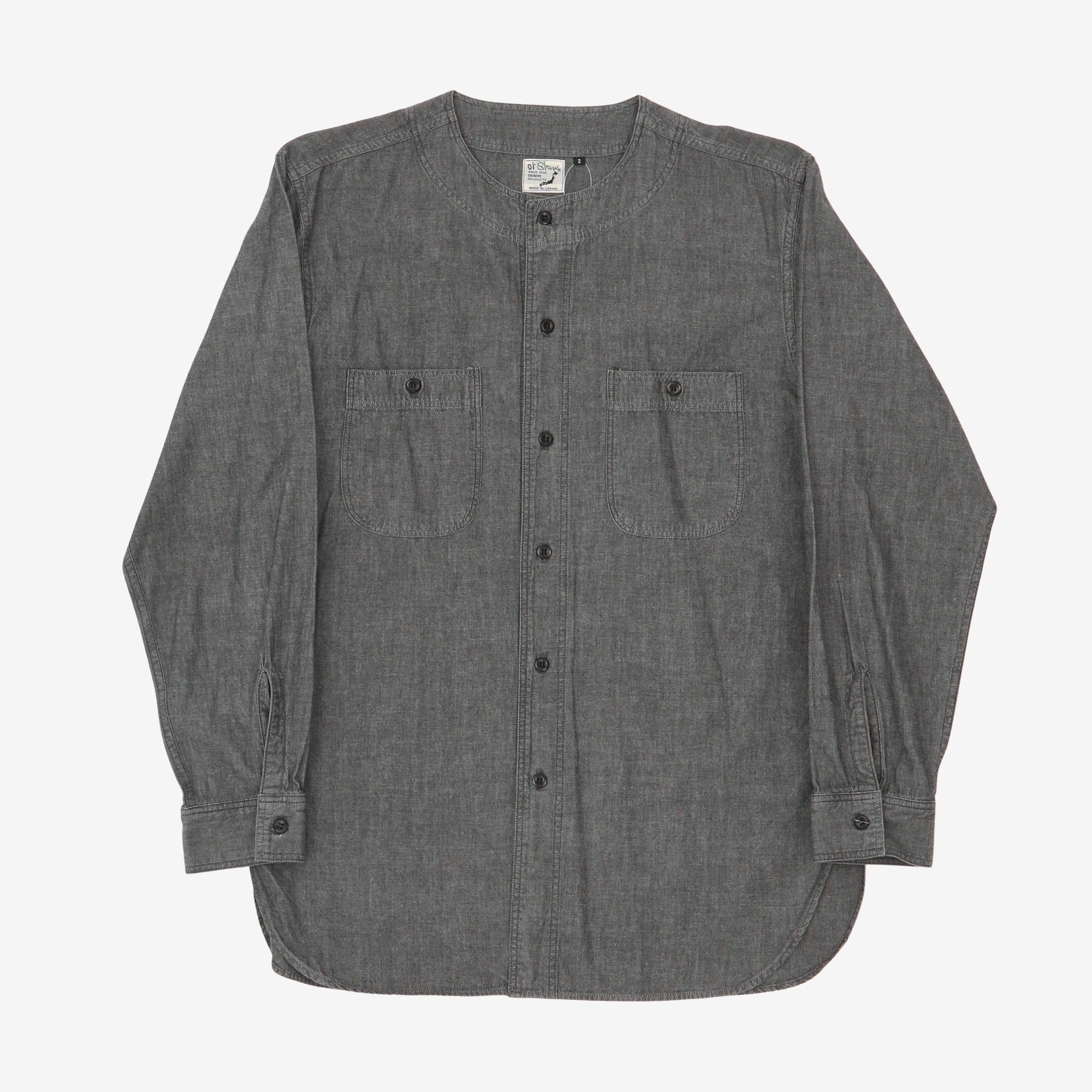 Collarless Chambray Workshirt