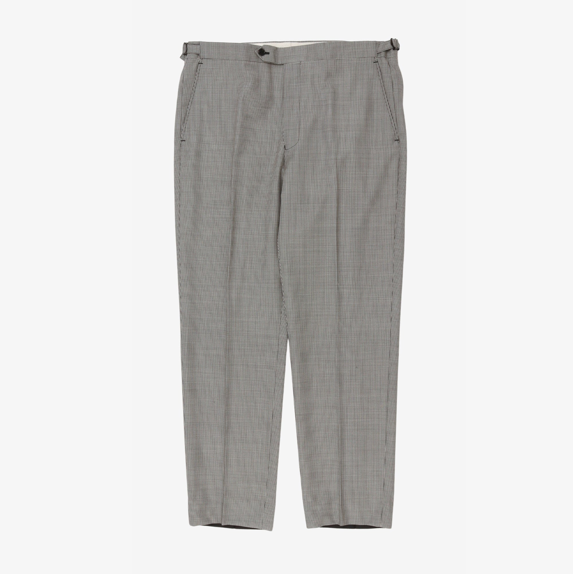 Houndstooth Flat Front Wool Trouser (36w)