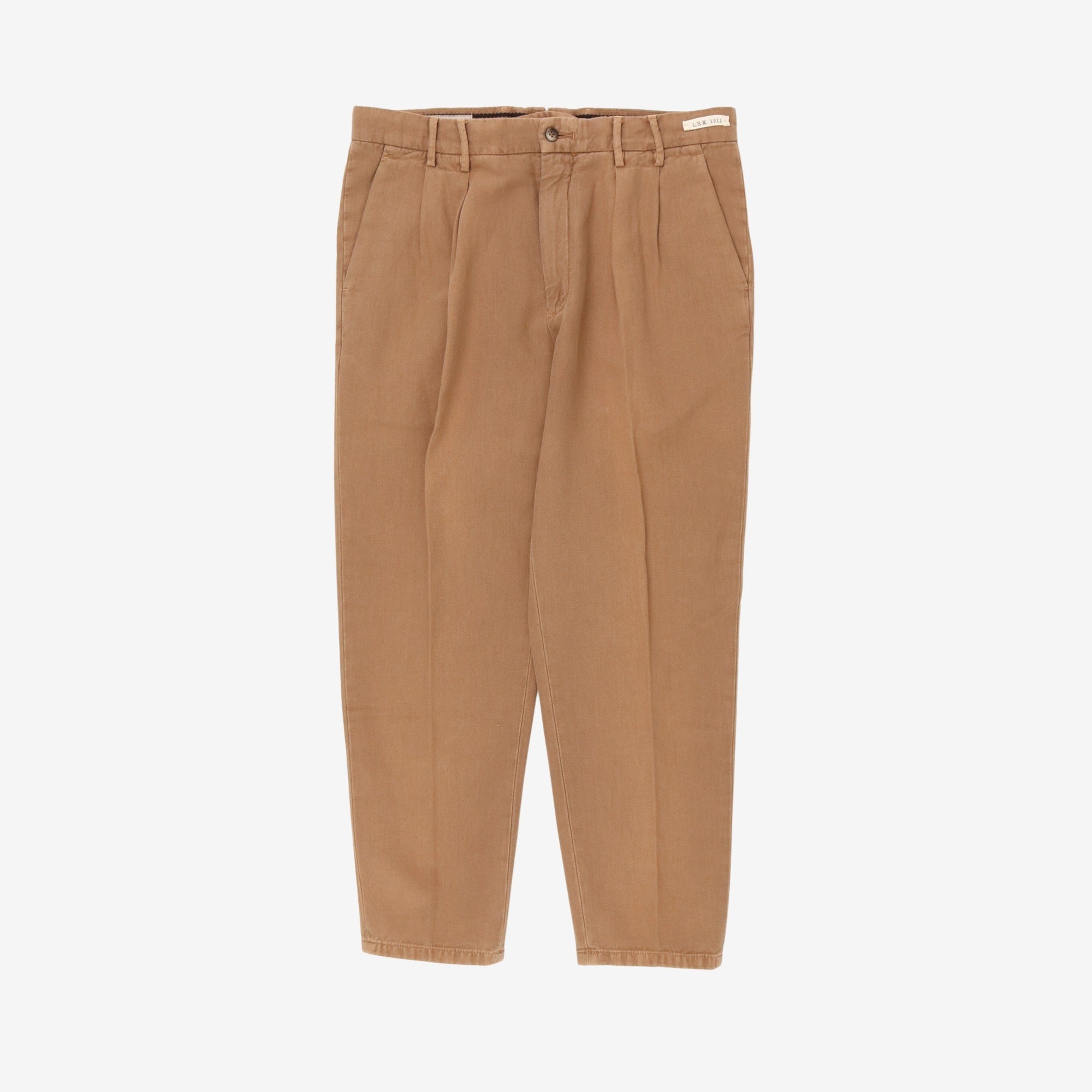 Linen Blend Pleated Chino