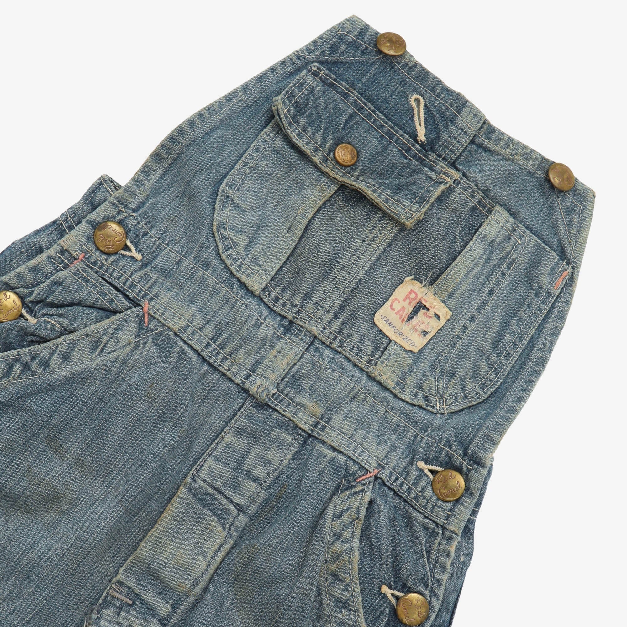 1940-50s Kids Red Camel Denim Overalls
