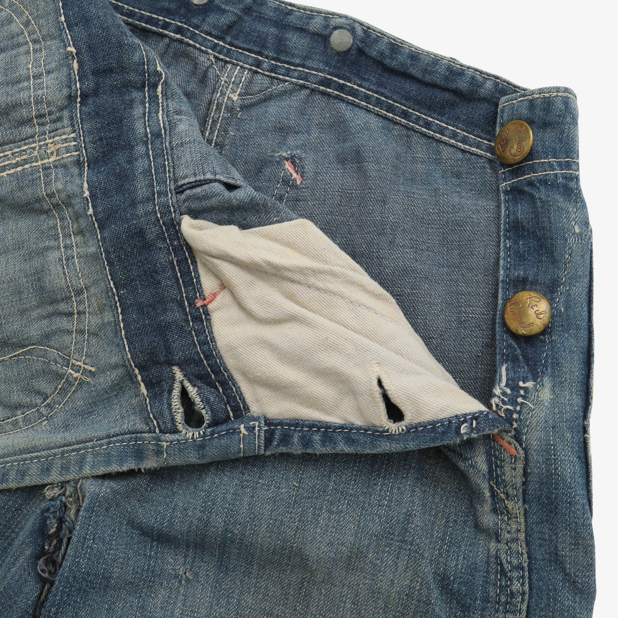 1940-50s Kids Red Camel Denim Overalls