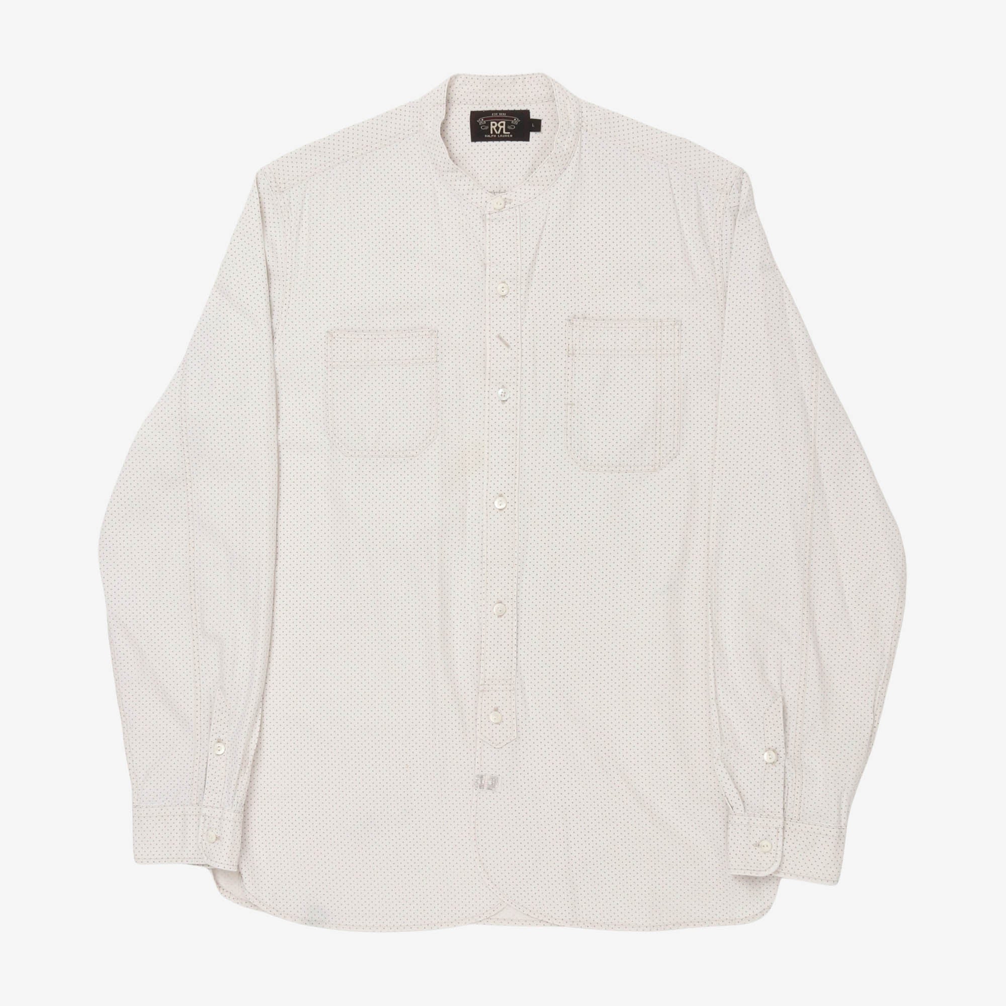 Polka Dot Collarless Shirt