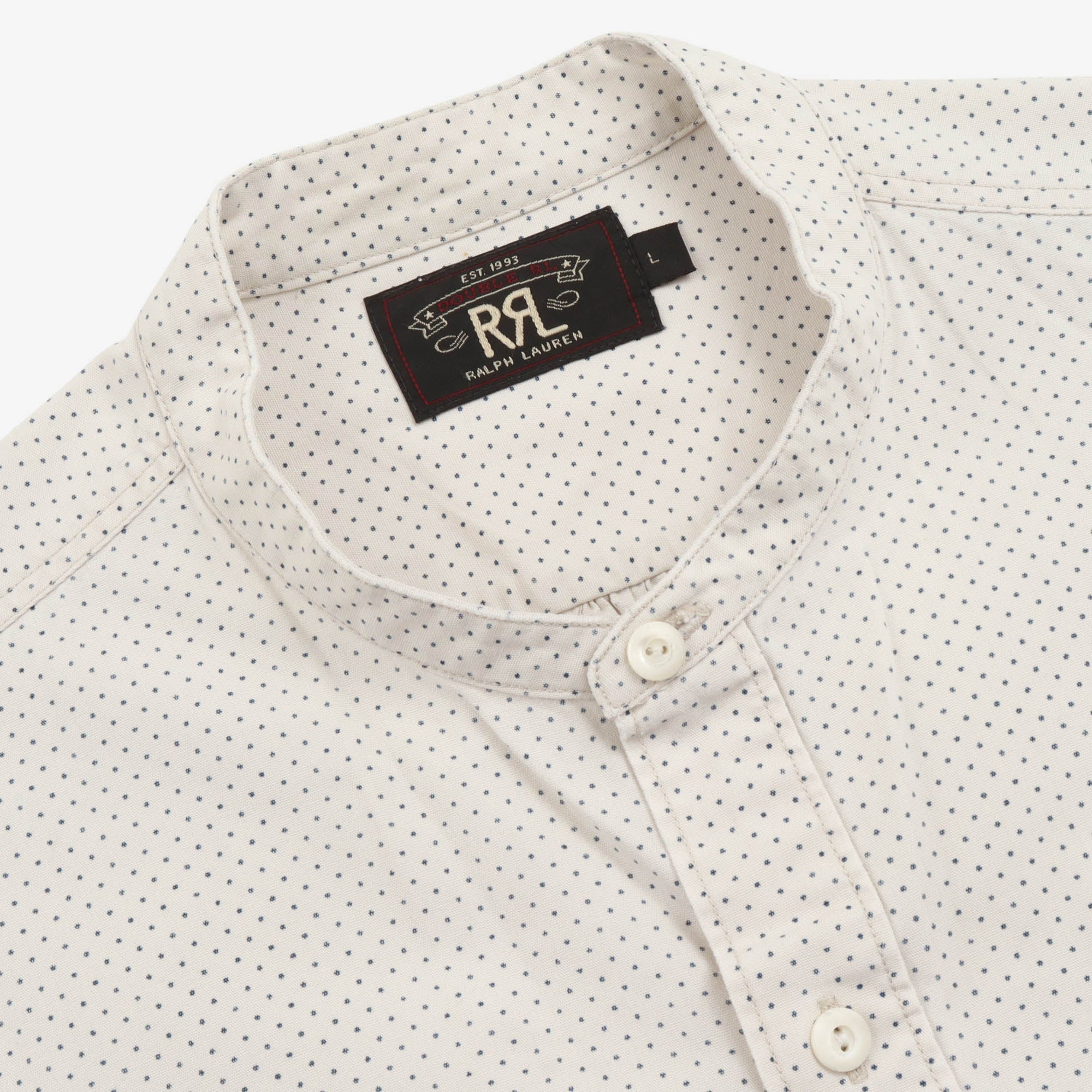 Polka Dot Collarless Shirt