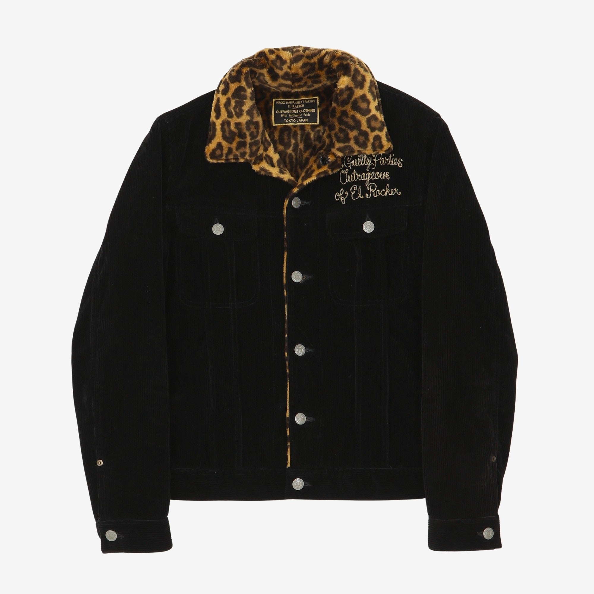 Corduroy Leopard Print Trucker Jacket
