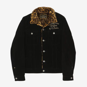 Corduroy Leopard Print Trucker Jacket